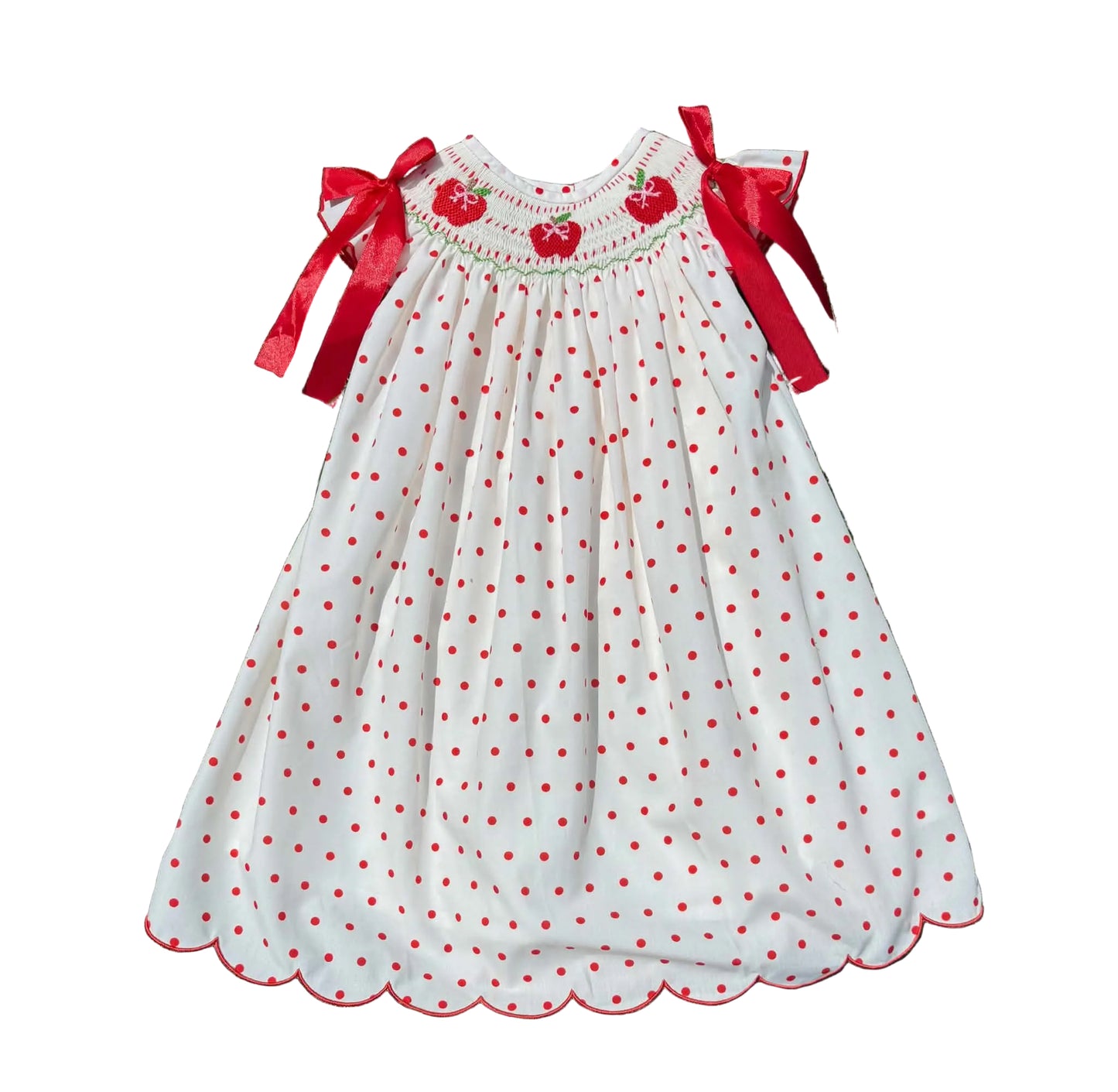 Red Apple Hand Smocked Dress