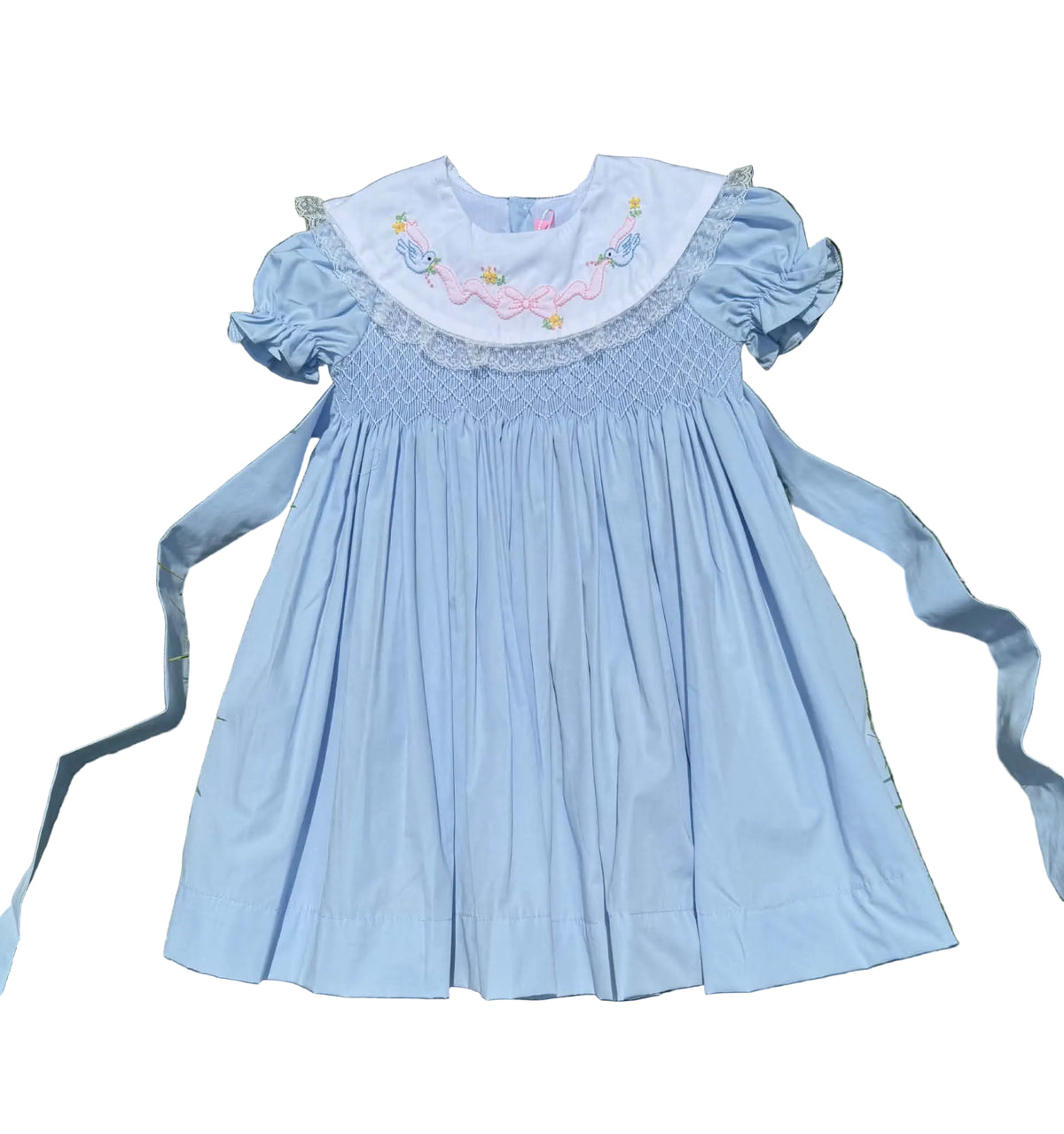Hand Smocked Blue Bird Dress
