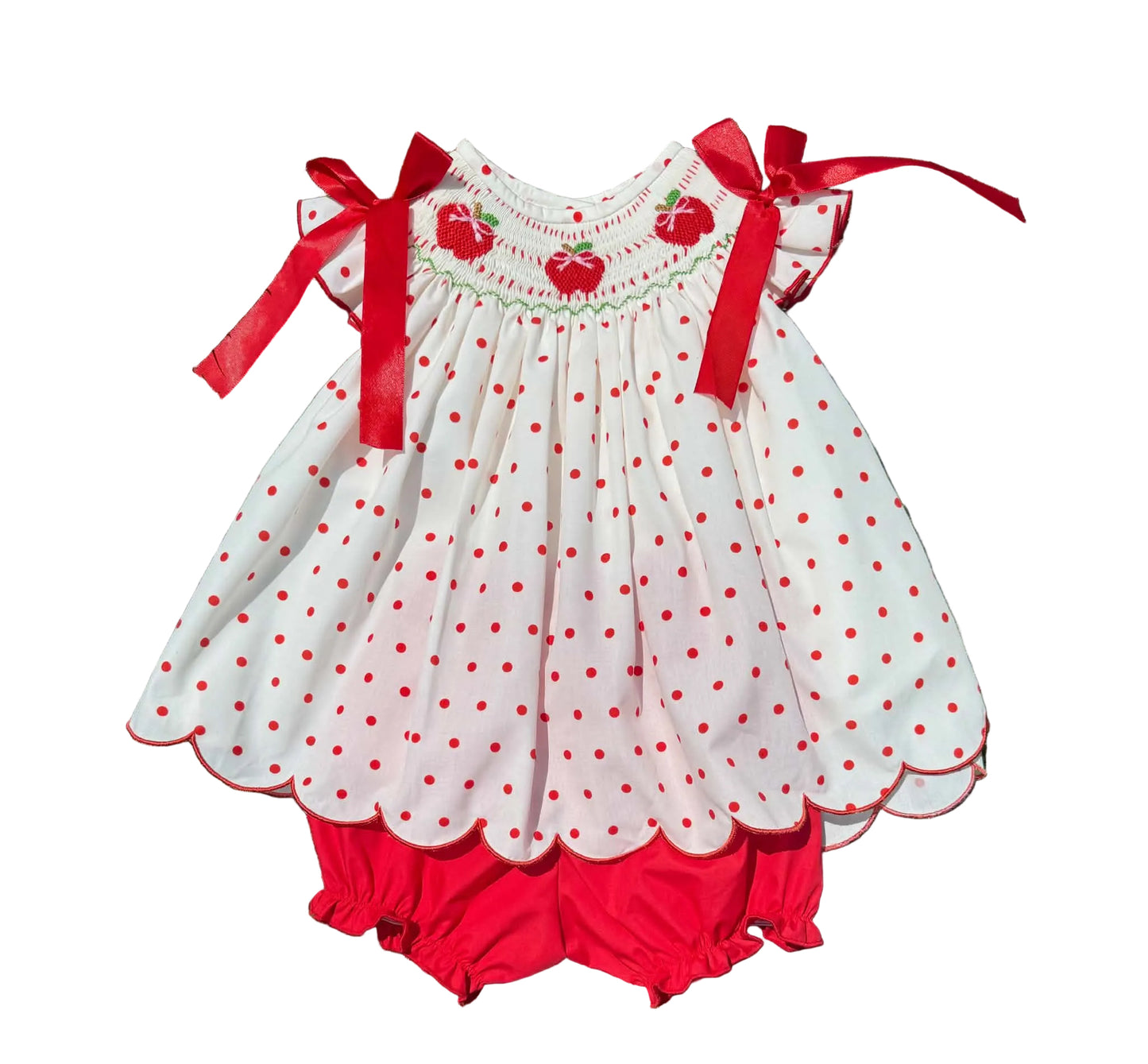 Red Apple Hand Smocked Set