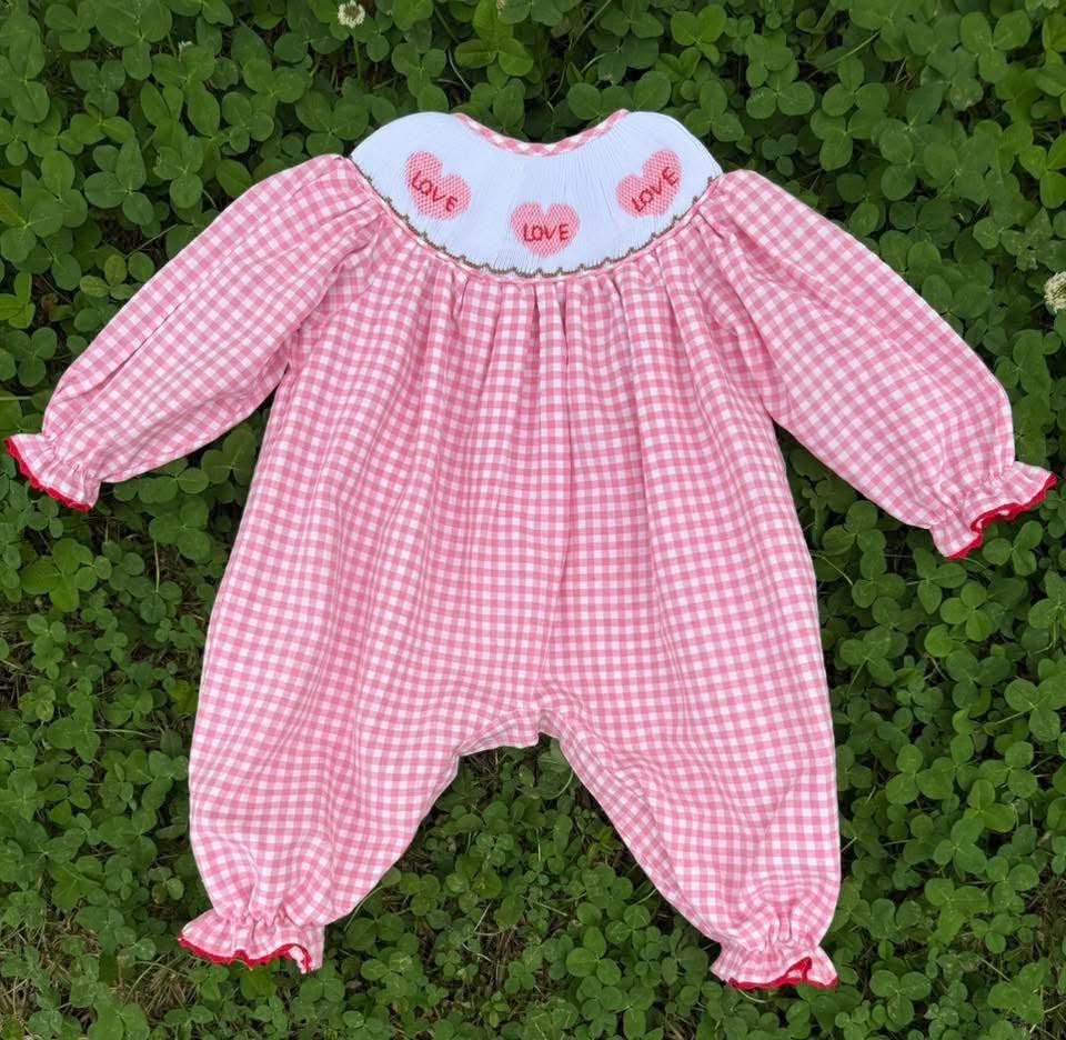 LOVE Hand Smocked Romper