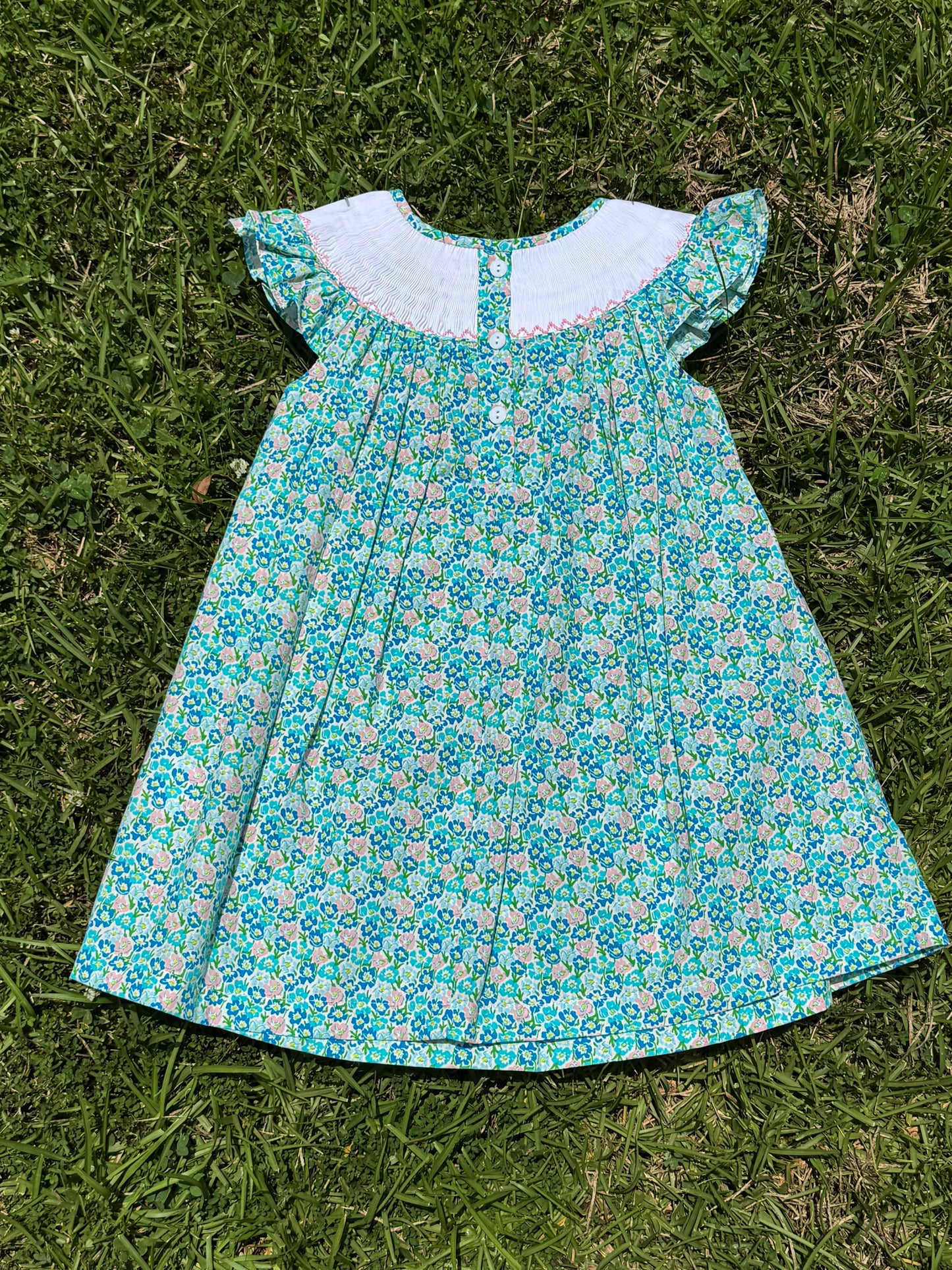 Teal Beach Babe Hand Smocked Dress