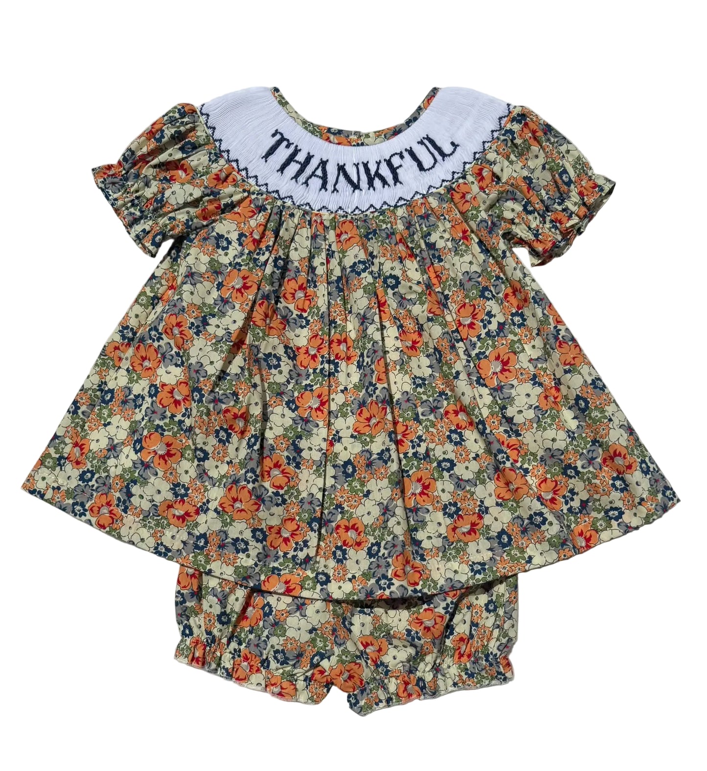 THANKFUL Hand Smocked Bloomer Set
