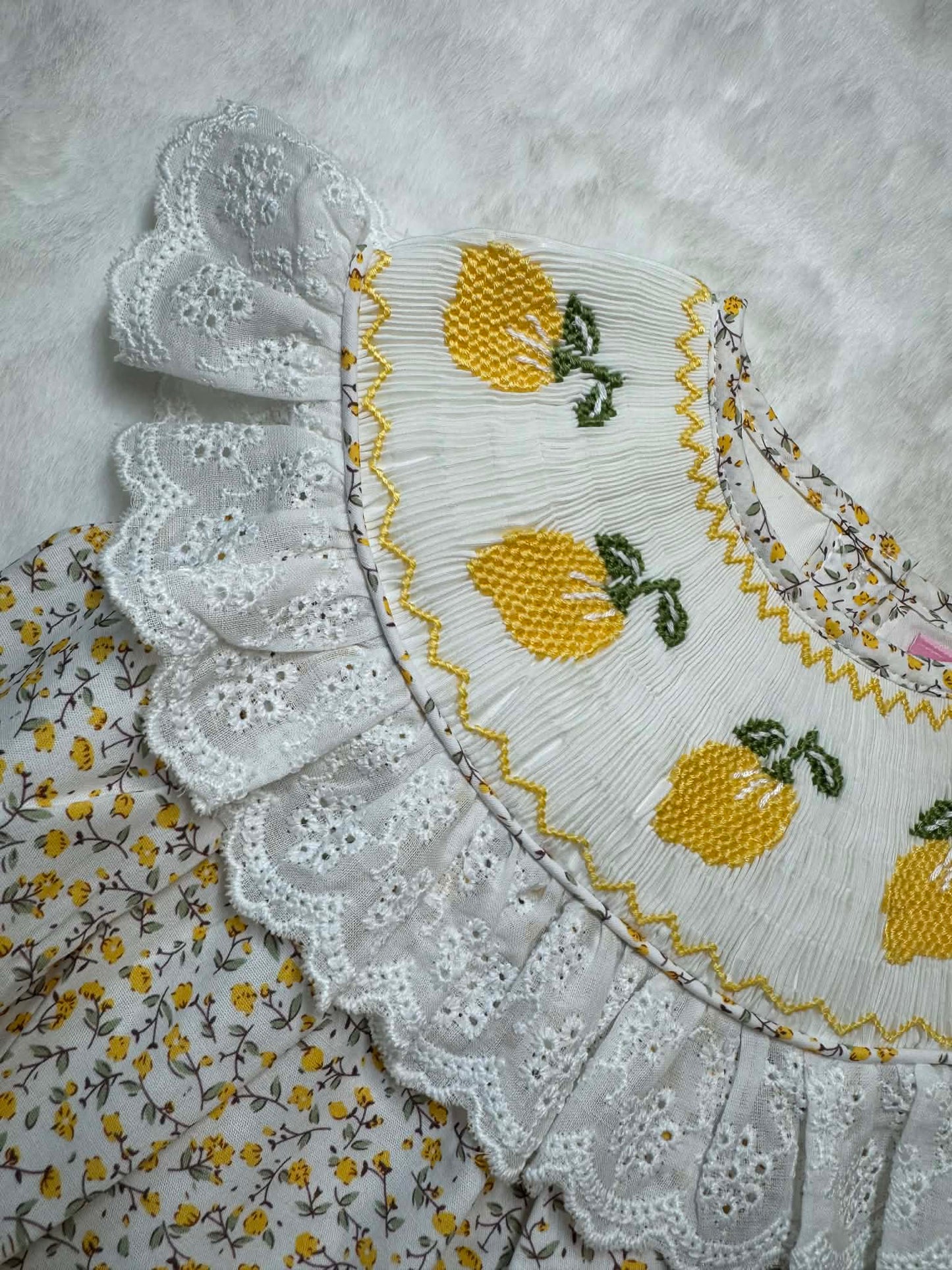 Lemon Hand Smocked Bubble