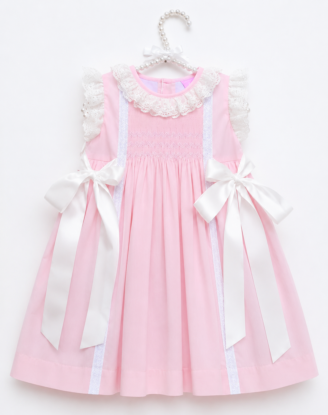 Pink Lace Hand Smocked Dress