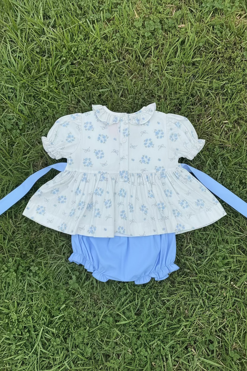 Blue Ribbon Hand-Smocked Diaper Set