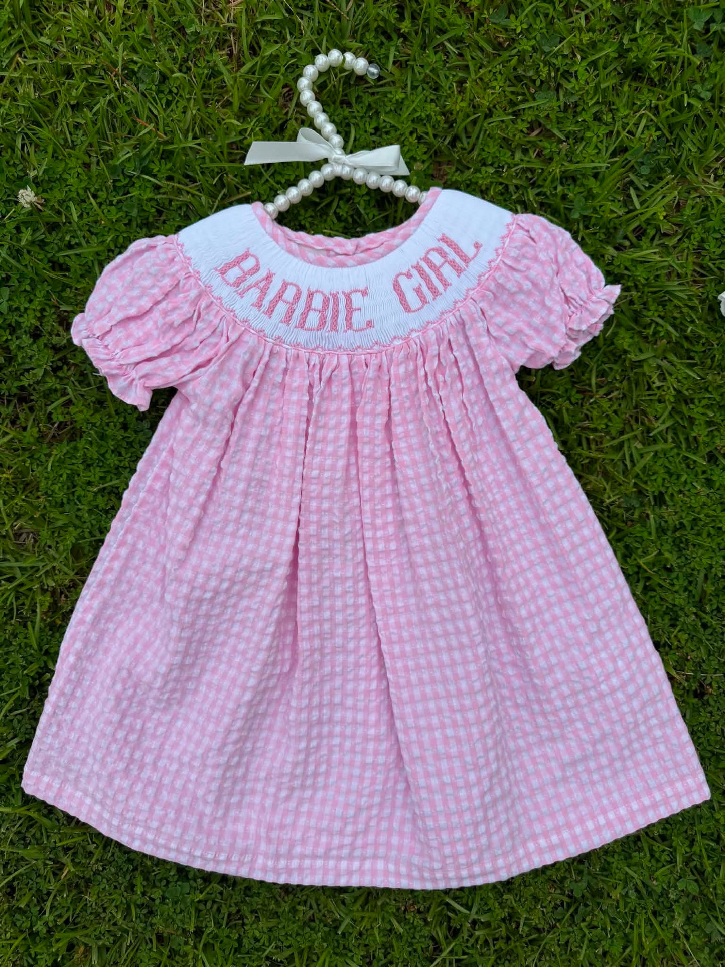 Pink Barbie Girl Hand-Smocked Dress