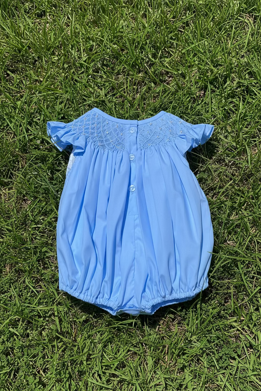 Blue Pearl Hand Smocked Bubble