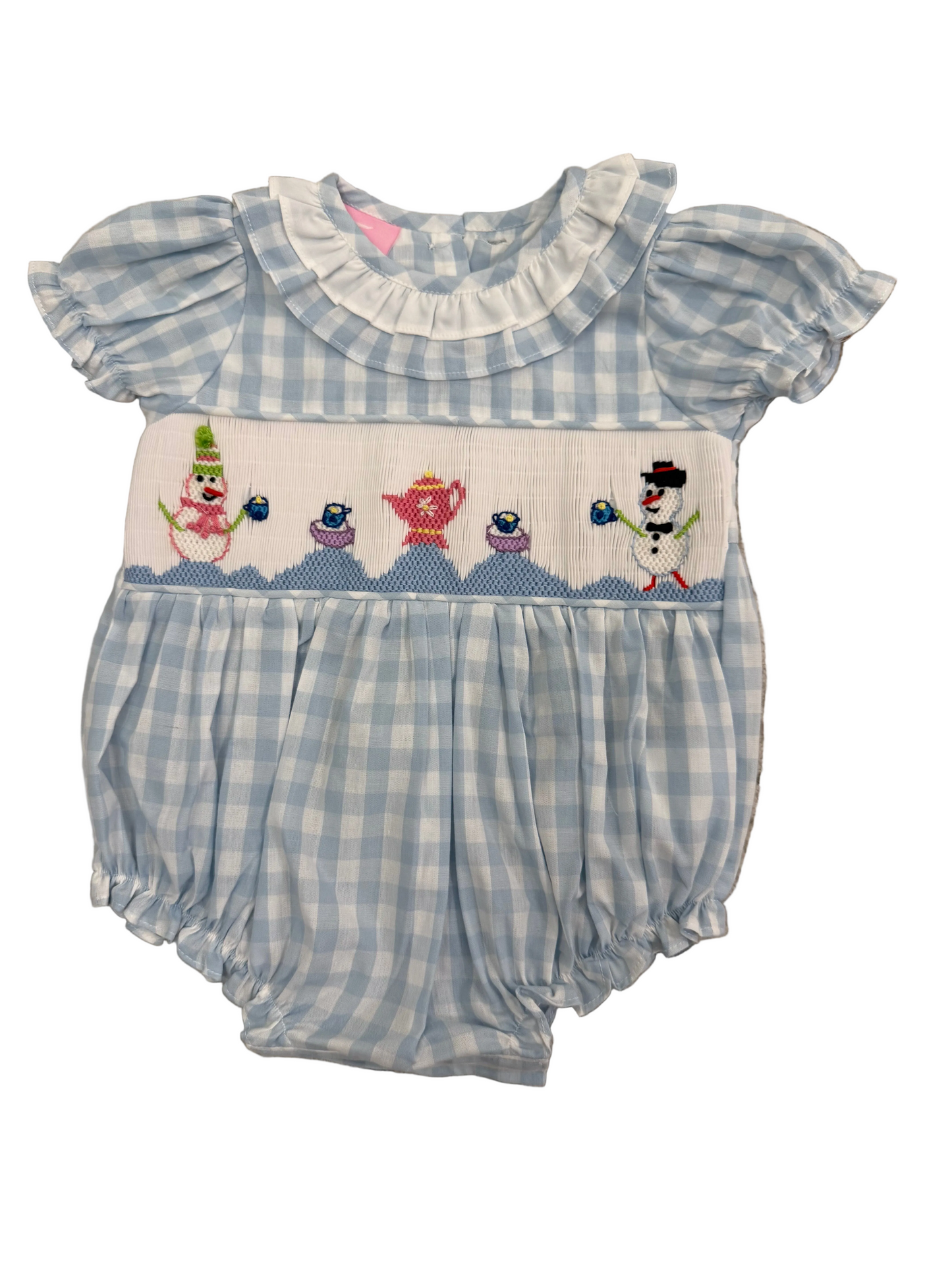 Snowman Tea Party Smocked Bubble