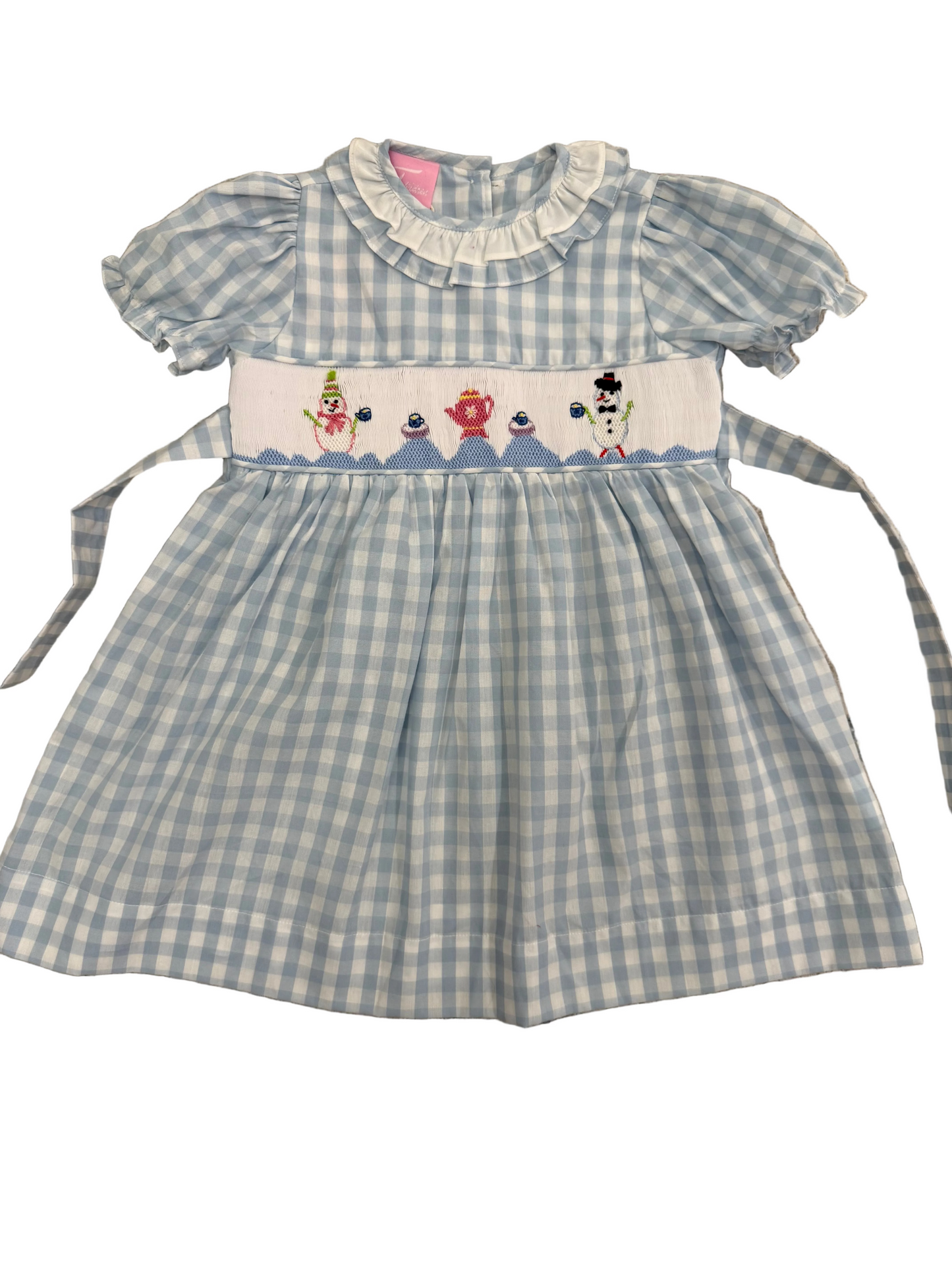 Snowman Tea Party Smocked Dress