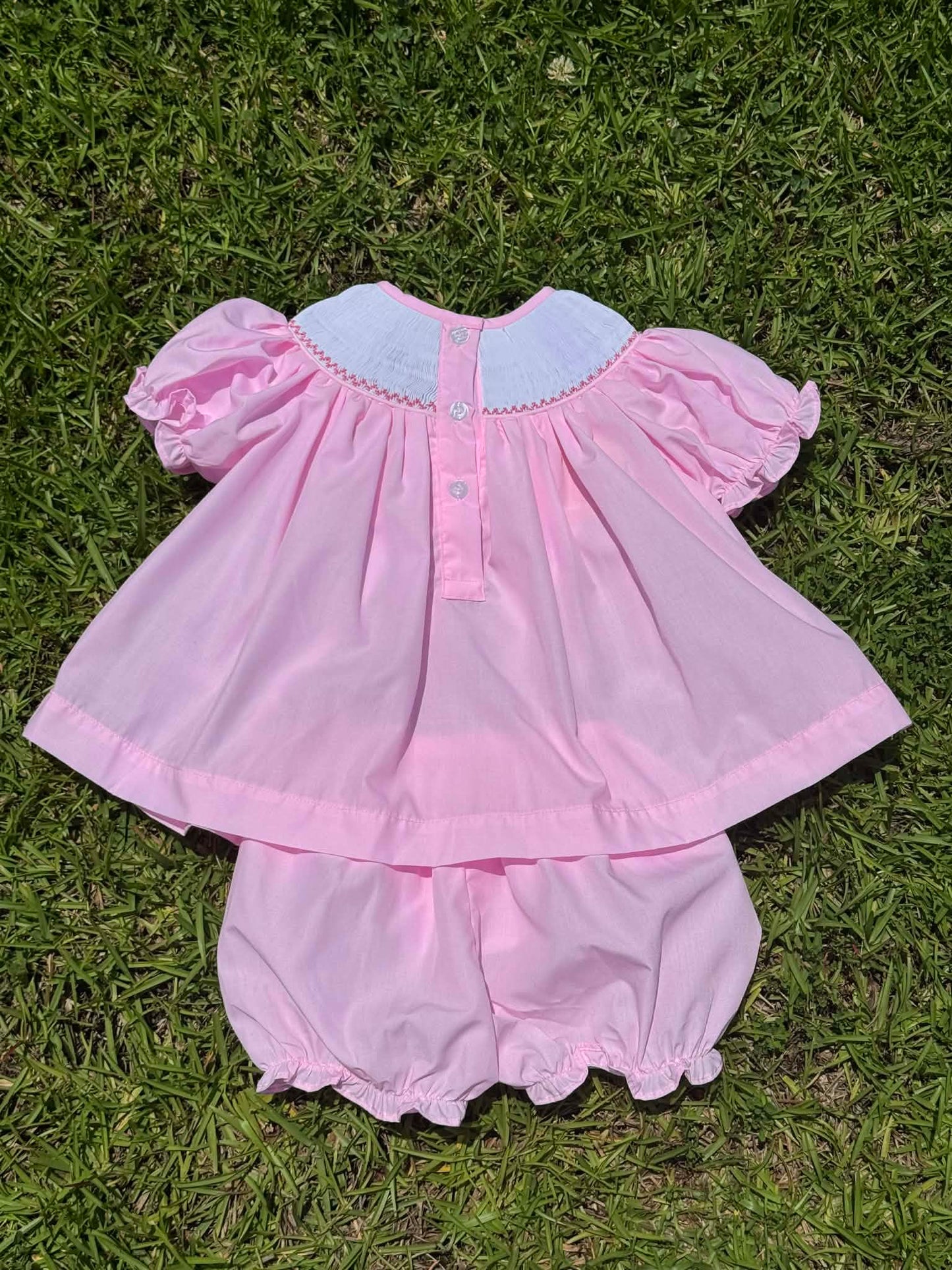 Pink Hand-Smocked Birthday Bloomer  Set
