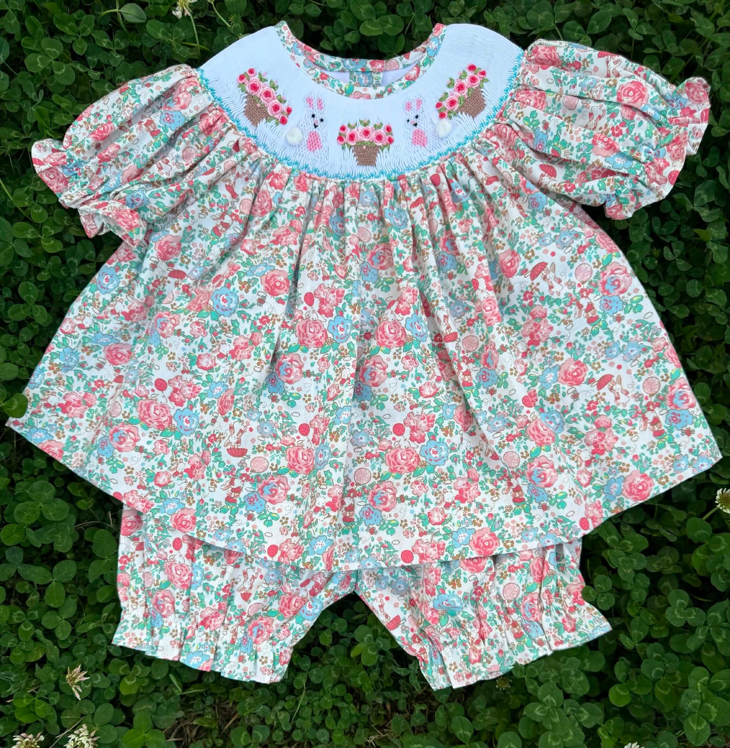 Basket Bunny Hand Smocked Set