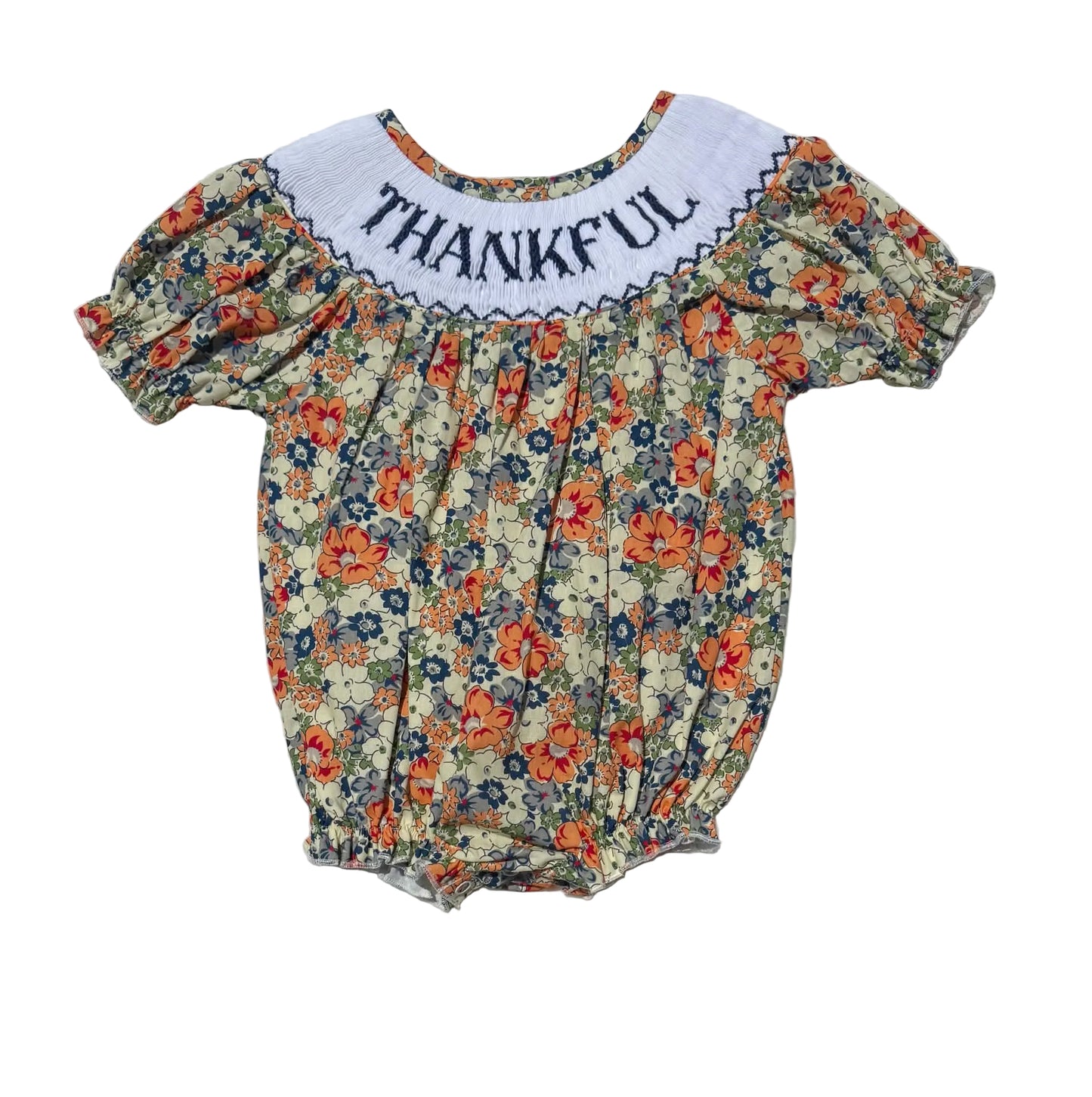 THANKFUL Hand Smocked Bubble