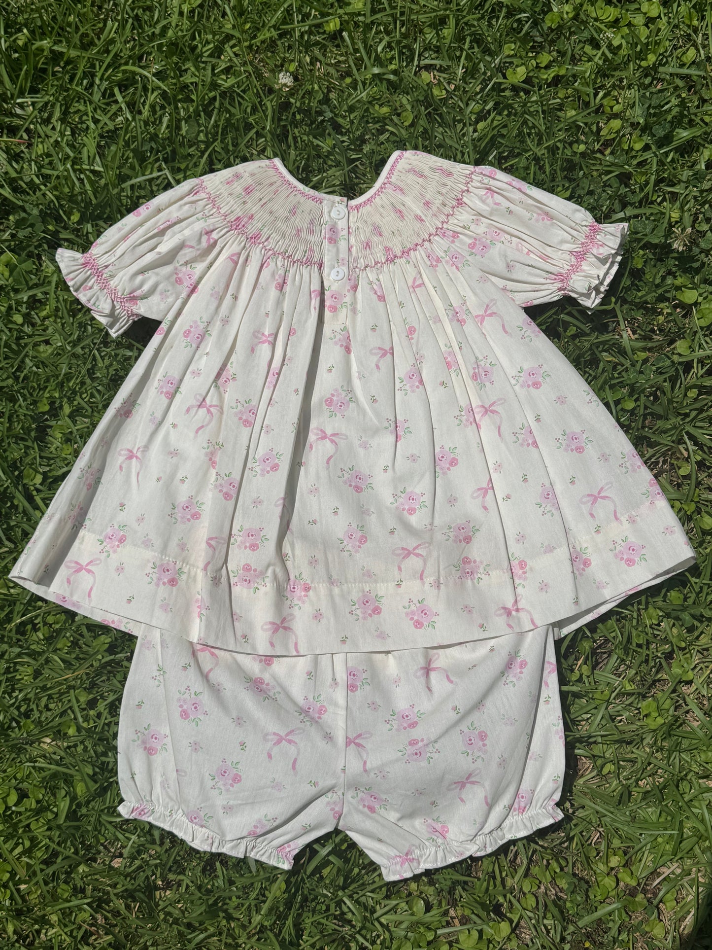 Pink Bow Hand-Smocked Set