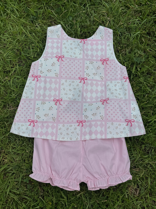 Pink Bow Bloomer Set