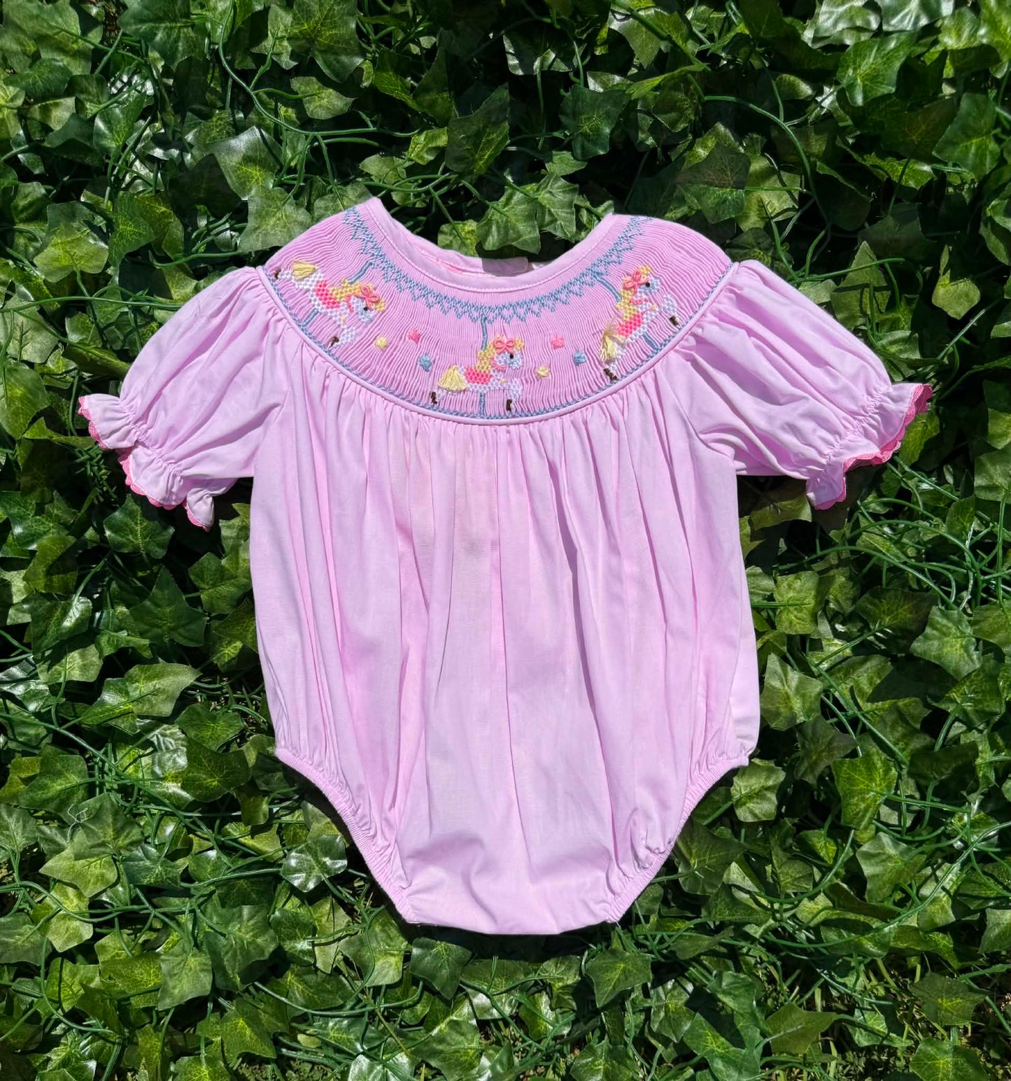Horse Carousel Hand Smocked Bubble