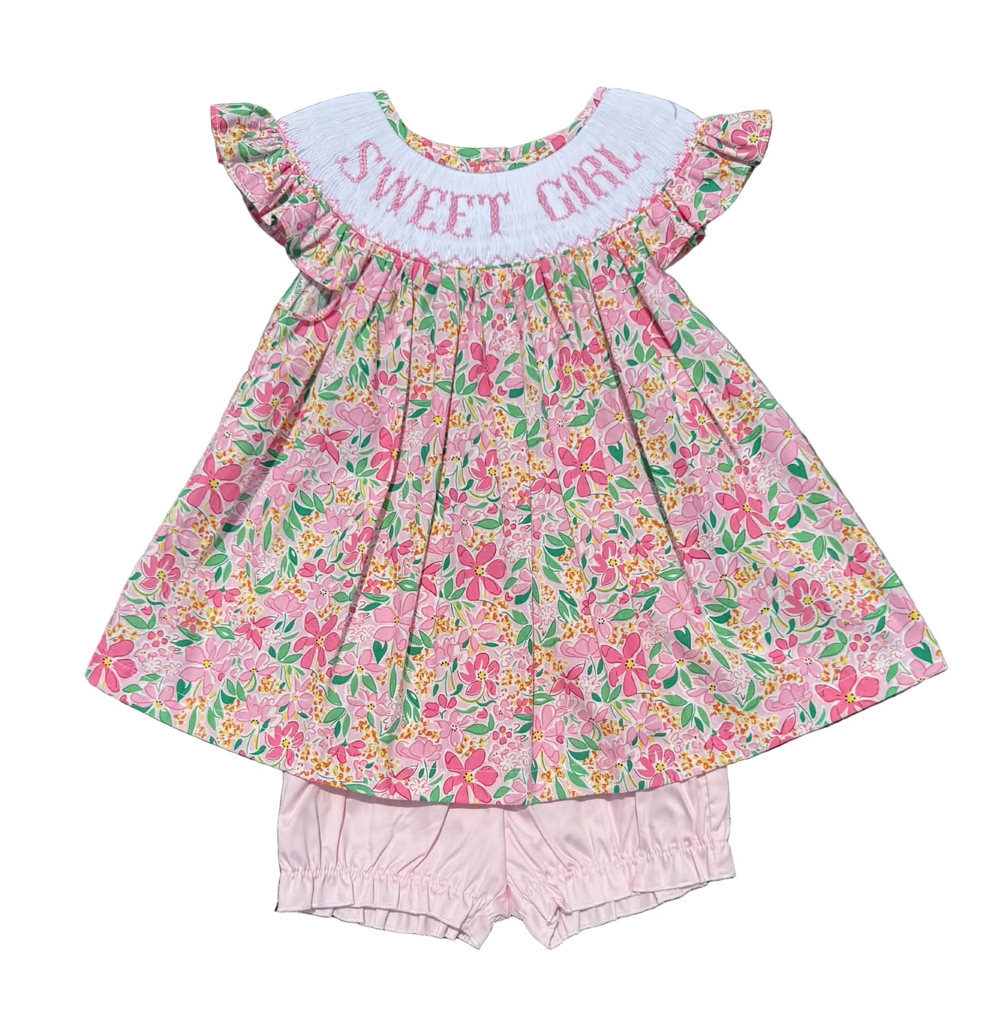 Sweet Girl Hand Smocked Bloomer Set