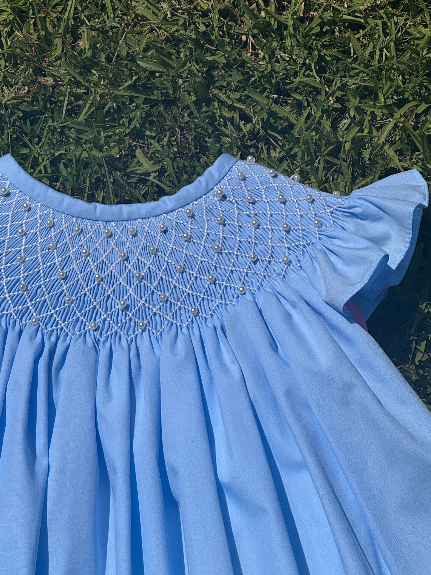 Blue Pearl Hand Smocked Dress