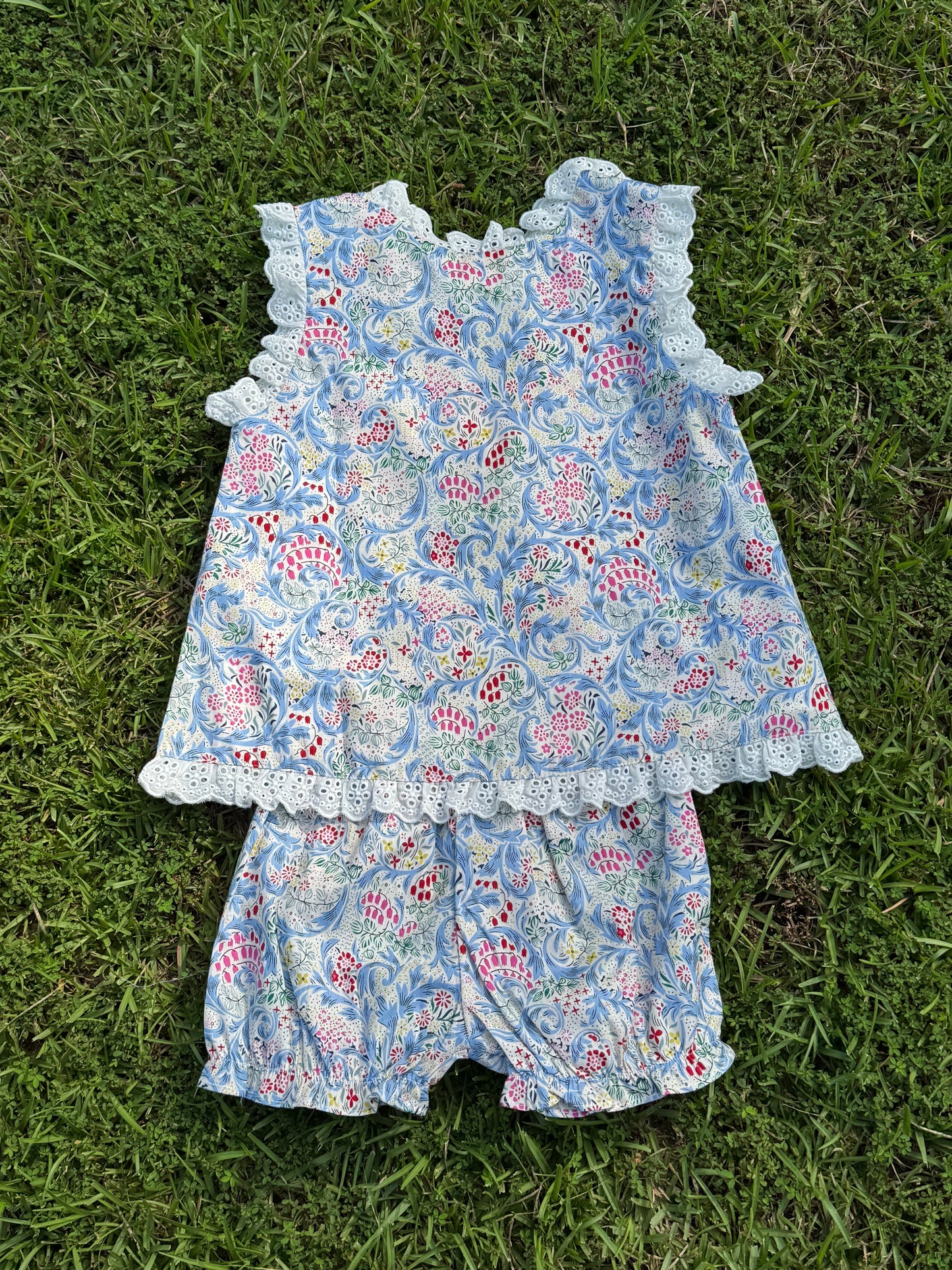 Blue Garden Laced Bloomer Set