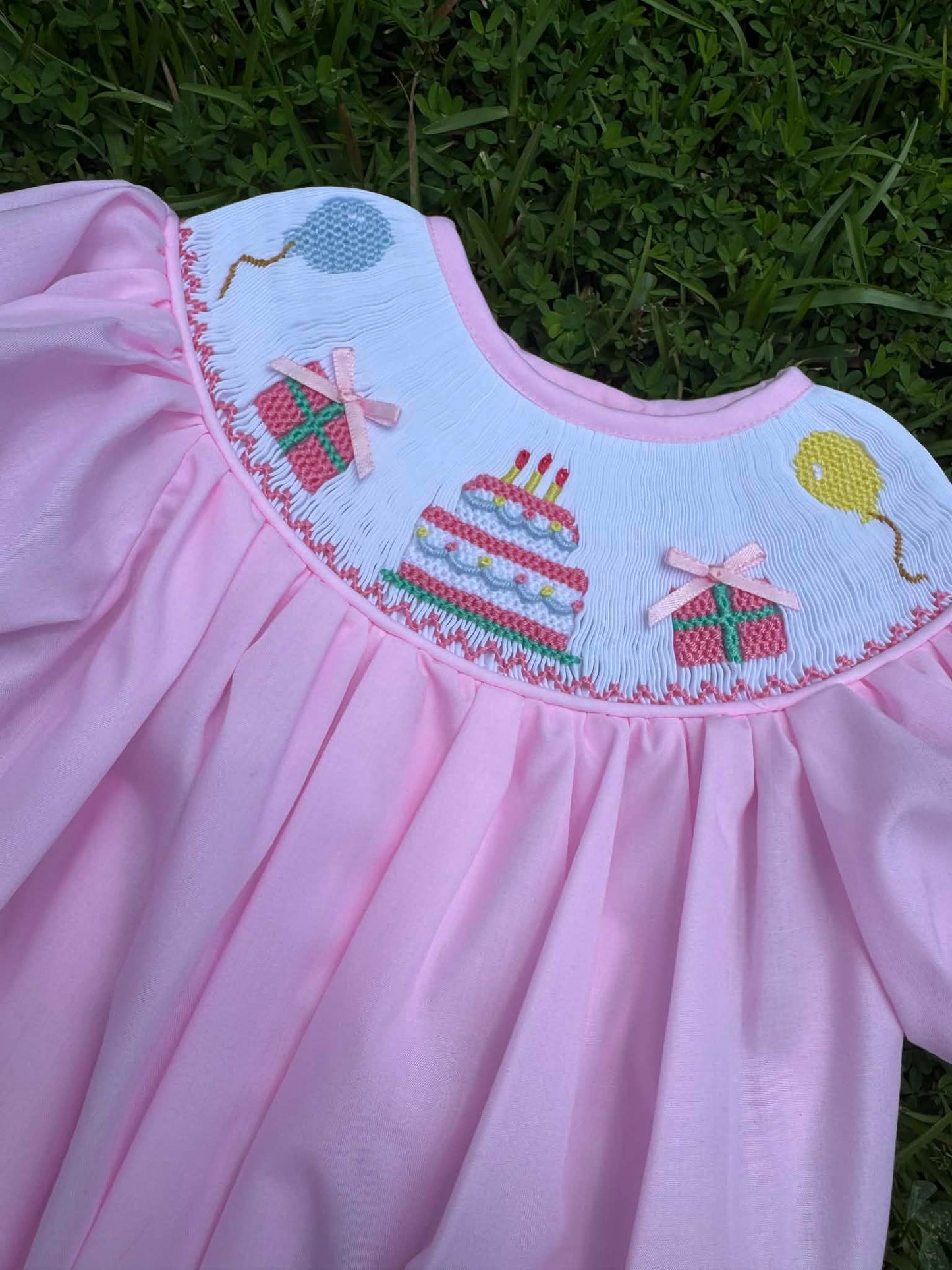 Pink Hand-Smocked Birthday Bubble