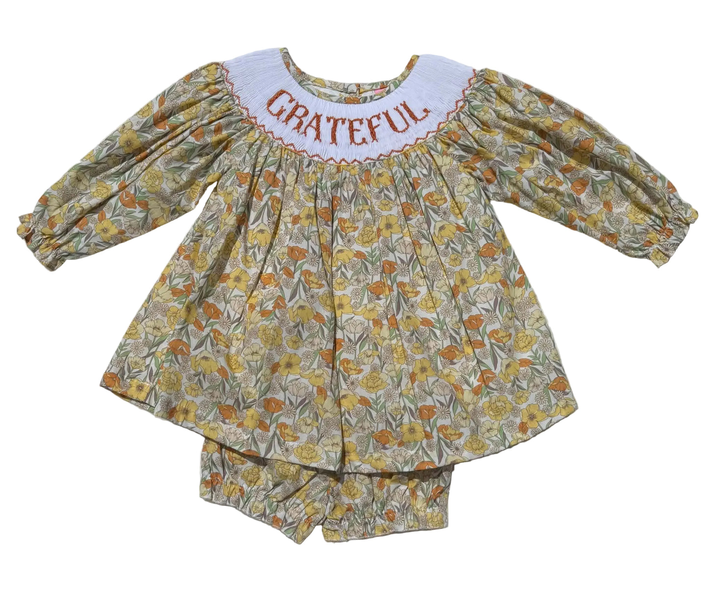 GRATEFUL Hand Smocked Bloomer Set