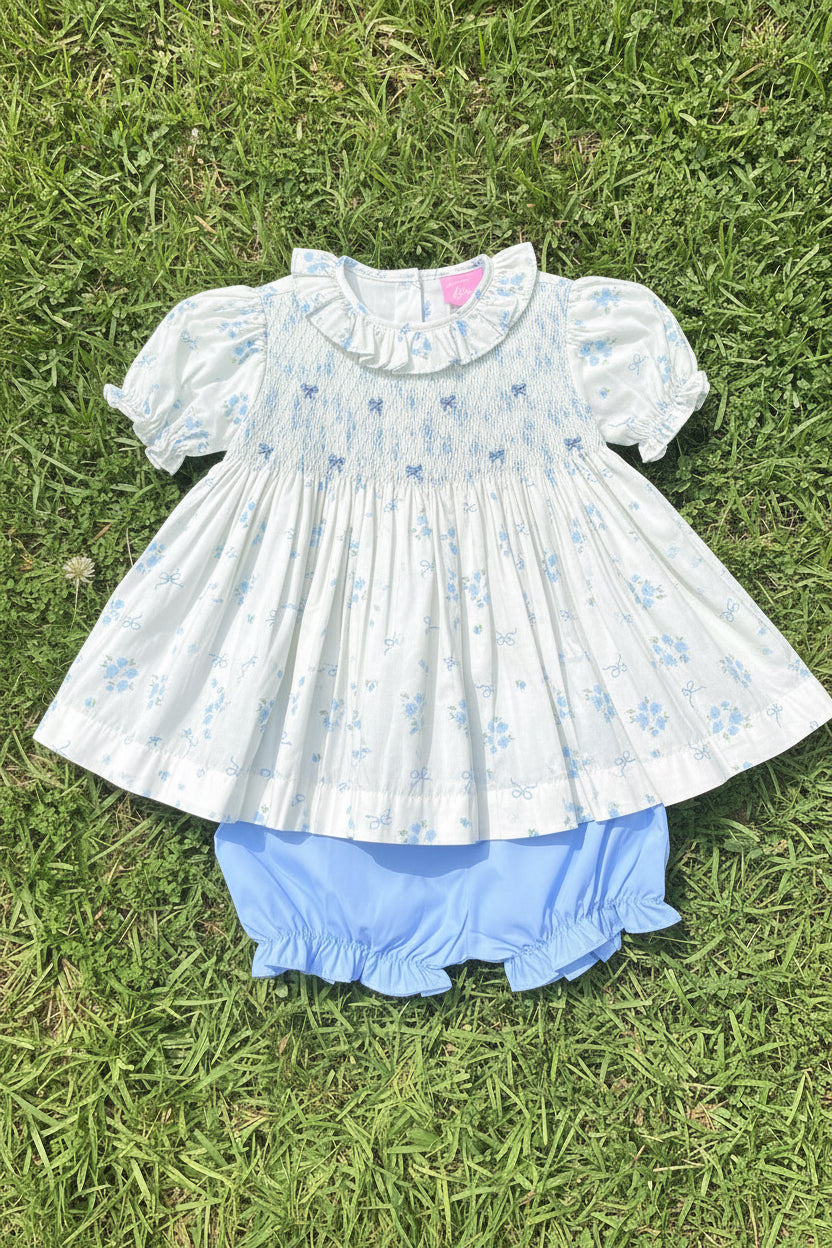 Blue Ribbon Hand-Smocked Bloomer Set