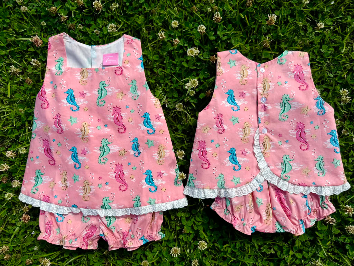 Hand Smocked Seahorse Bloomer Set