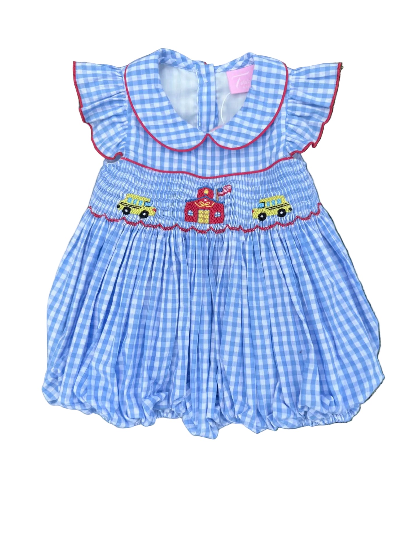 School Bus Hand Smocked Bubble