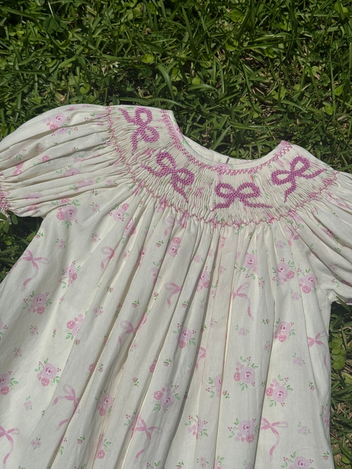 Pink Bow Hand-Smocked Dress