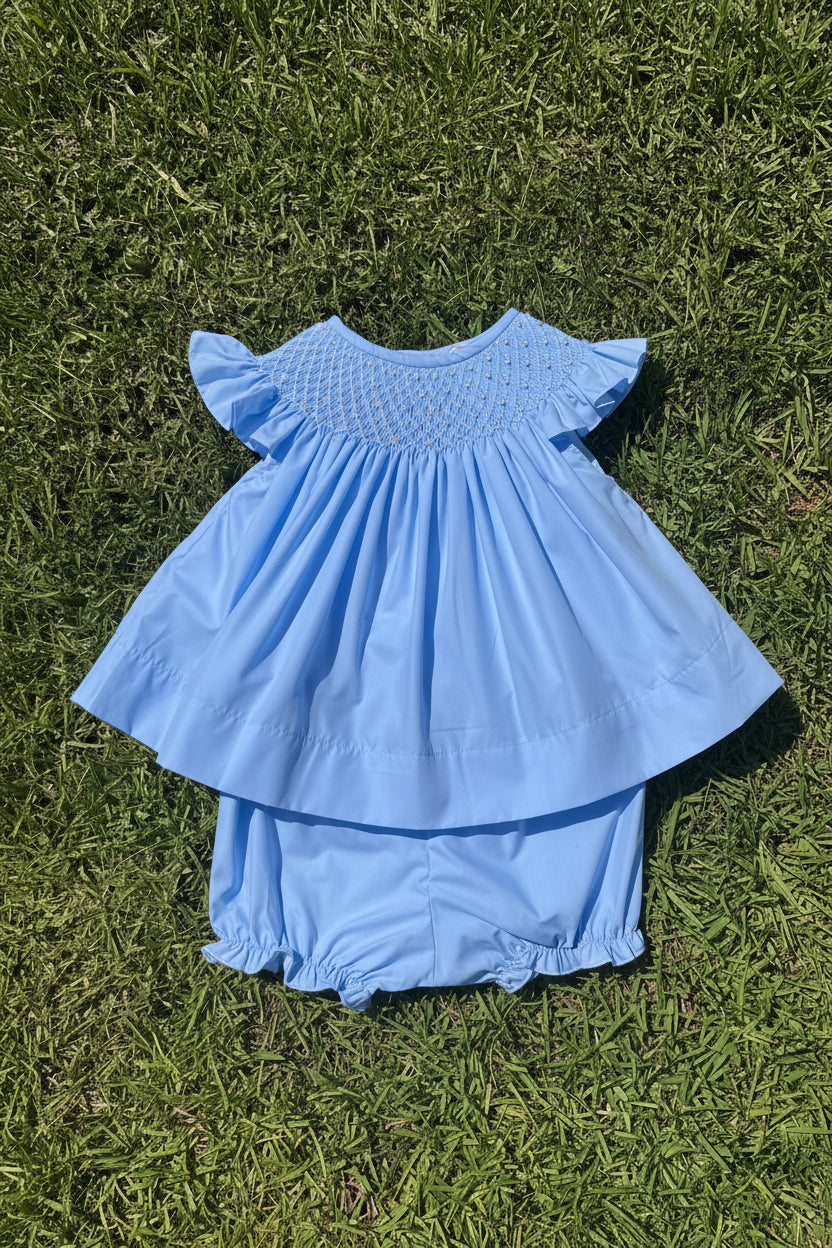 Blue Pearl Hand Smocked Set