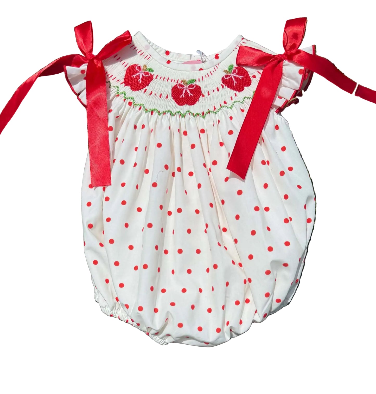 Red Apple Hand Smocked Bubble