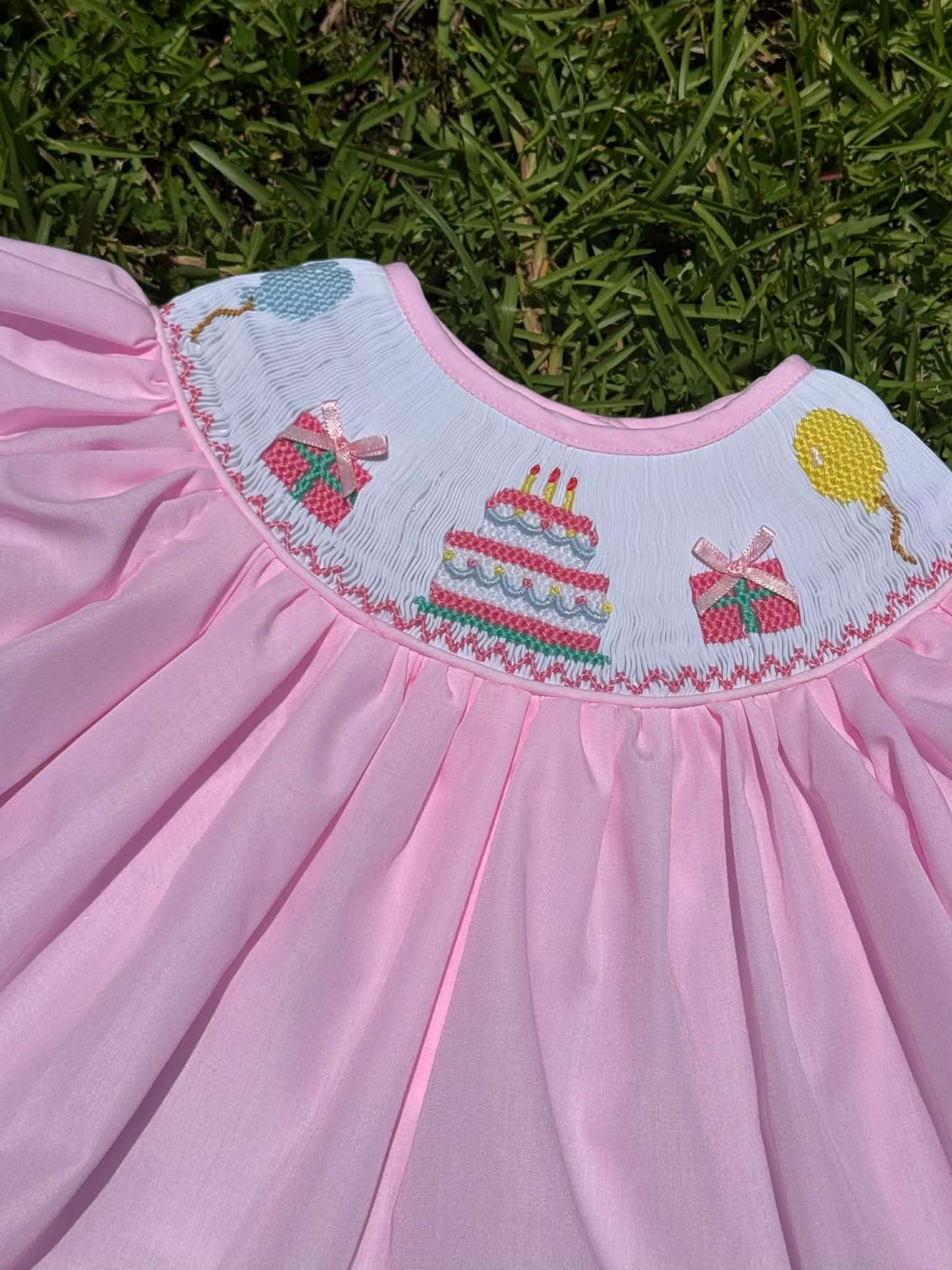 Pink Hand-Smocked Birthday Bloomer  Set