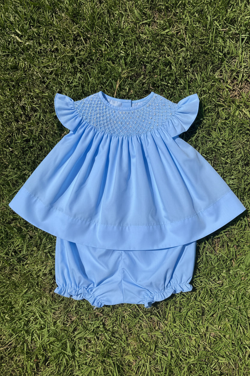 Blue Pearl Hand Smocked Set