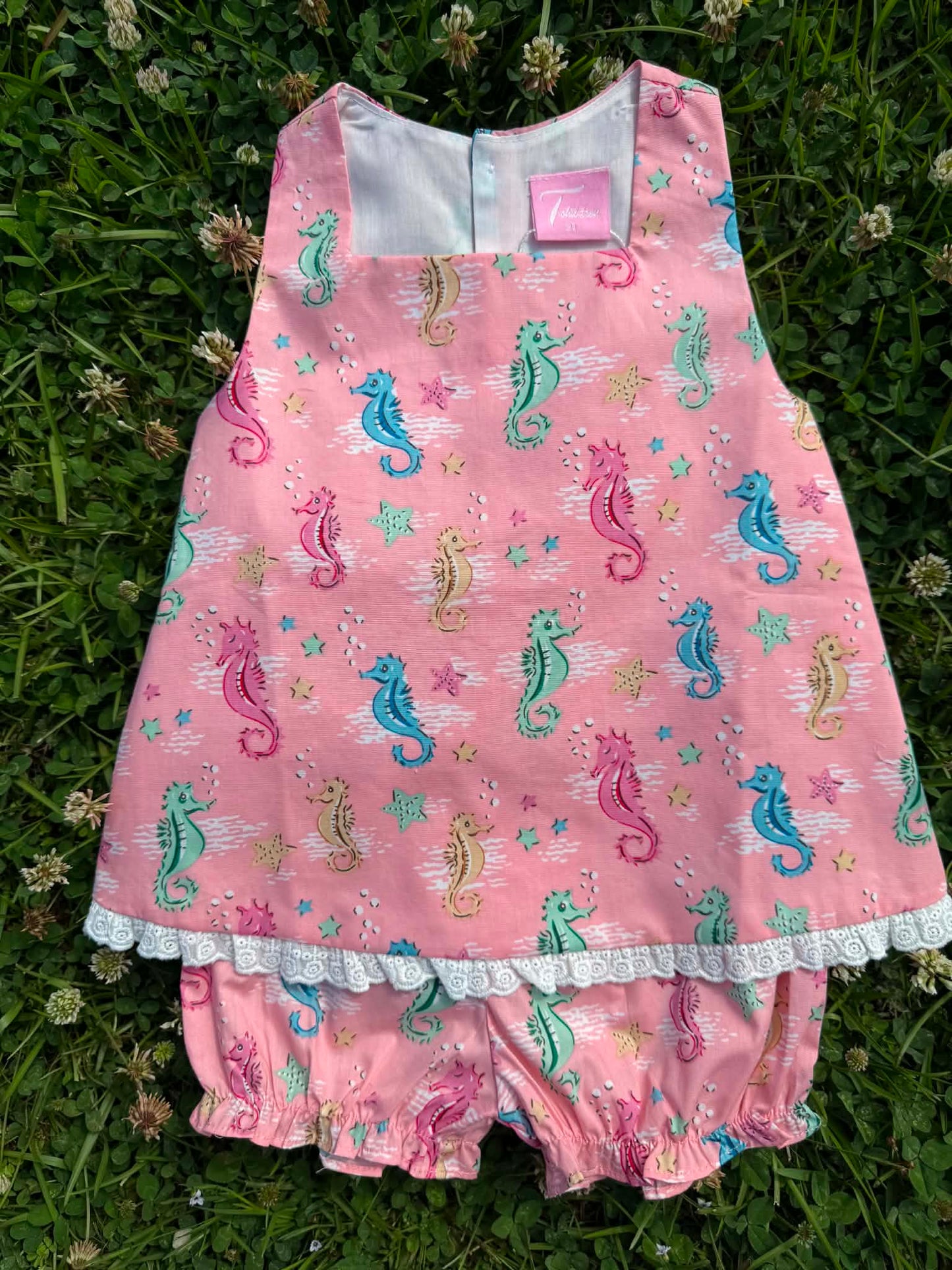 Hand Smocked Seahorse Bloomer Set