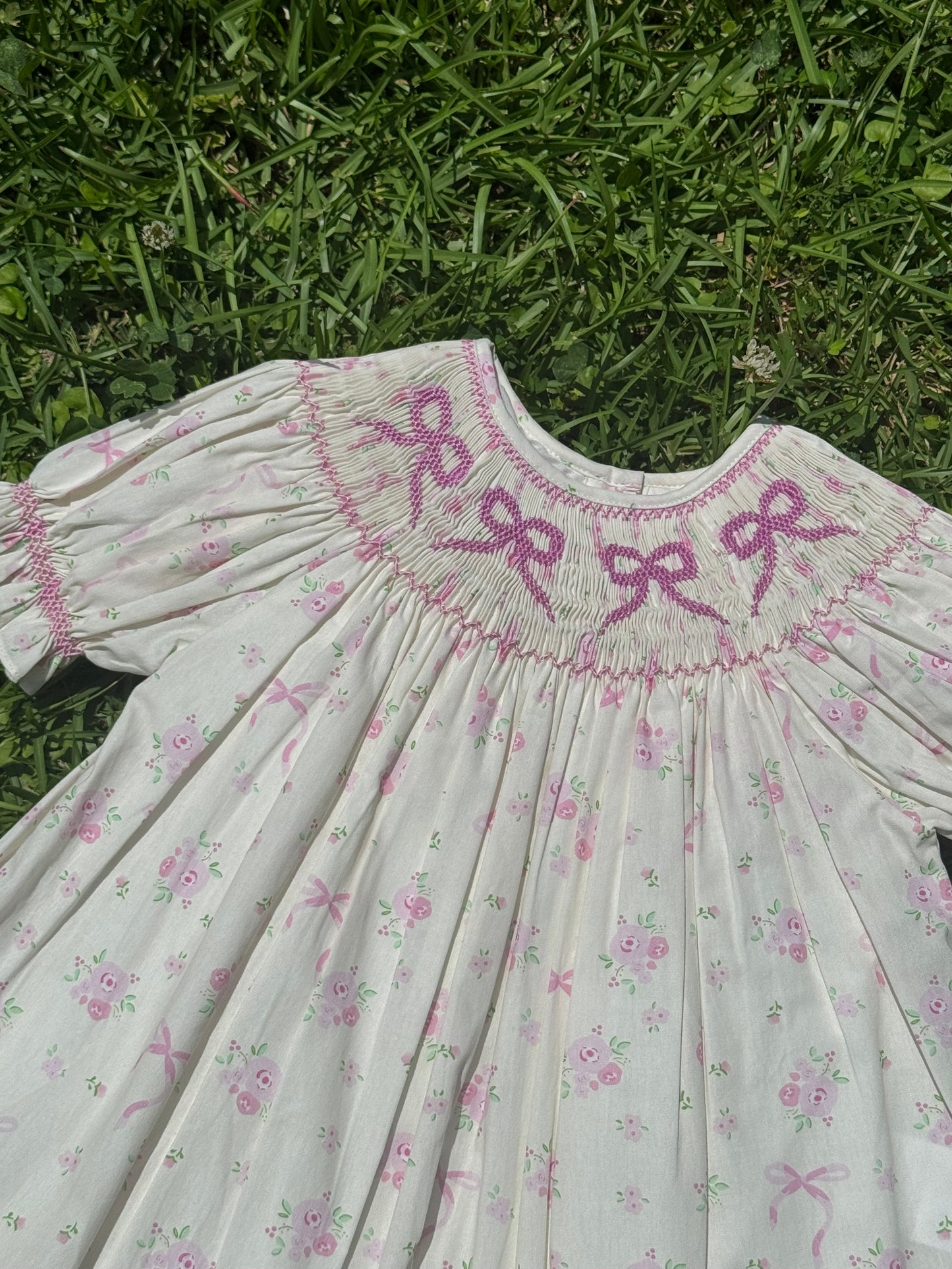 Pink Bow Hand-Smocked Set