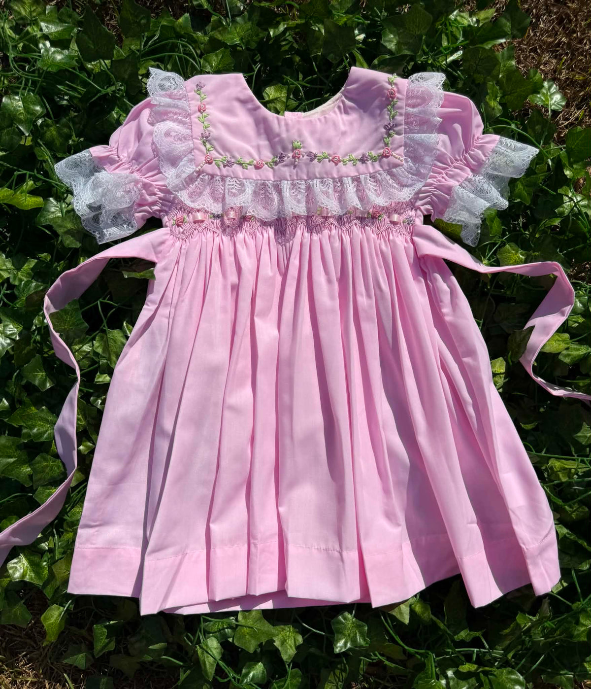 Roses Laced Hand Smocked Dress