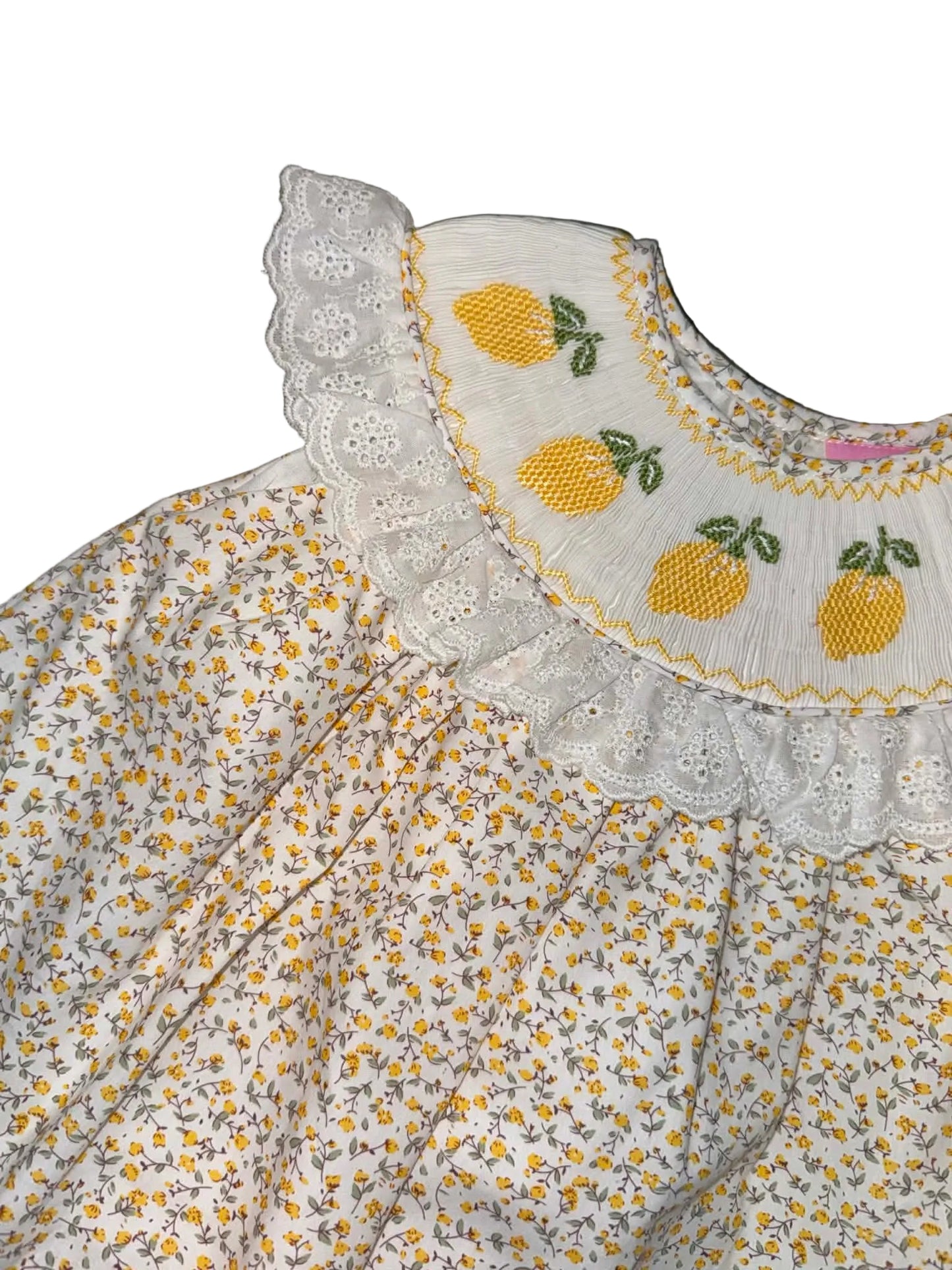 Lemon Hand Smocked Bloomer Set