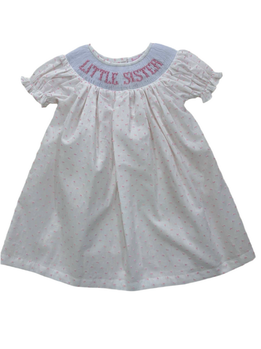 LITTLE SISTER Smocked Bishop Dress