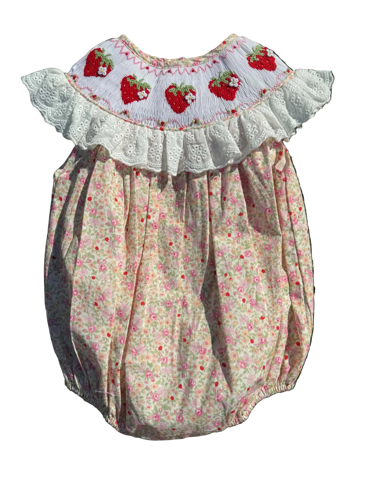 Hand Smocked Strawberry Bubble