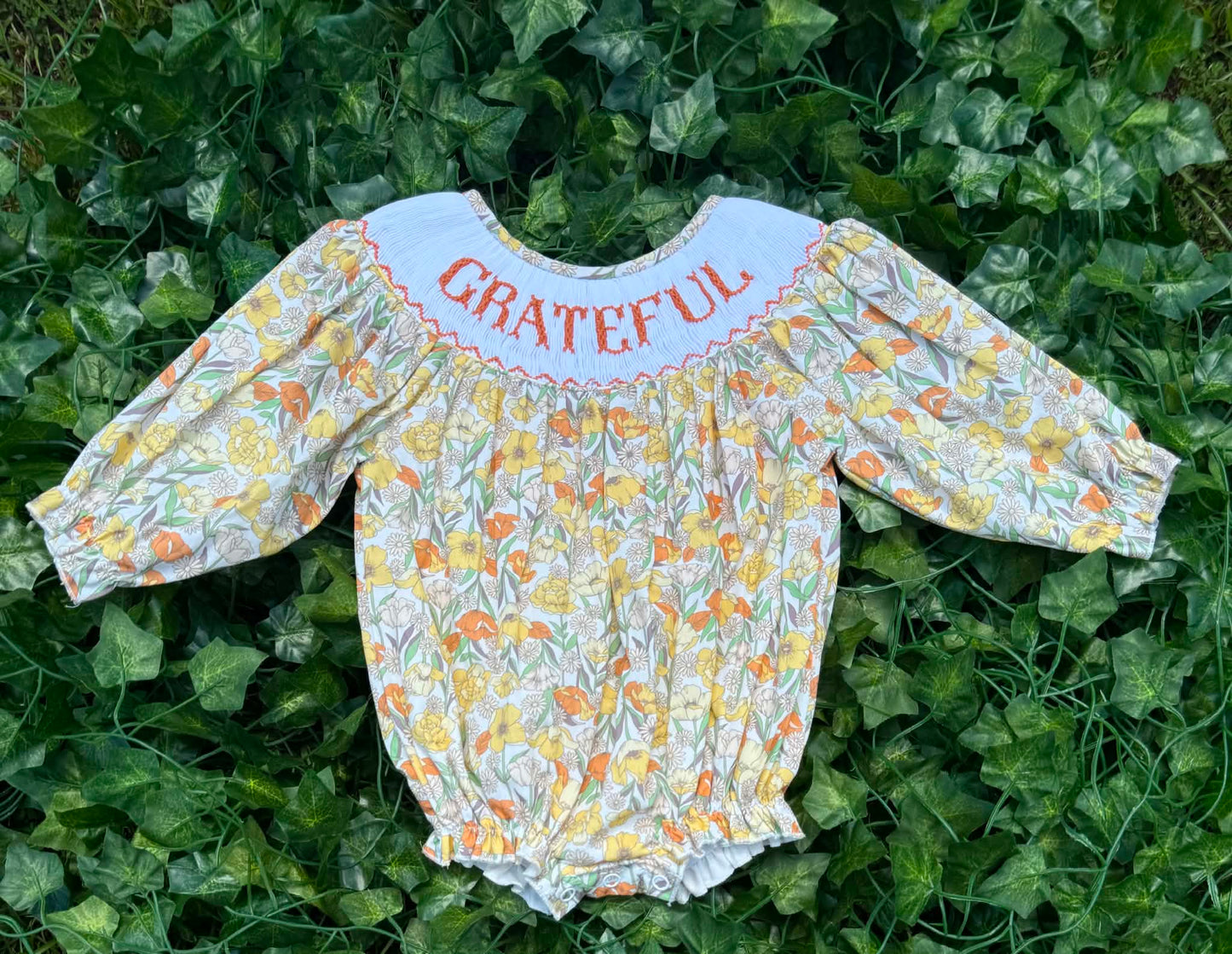 GRATEFUL Hand Smocked Bubble