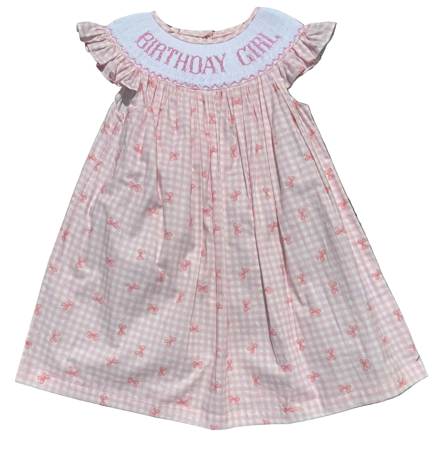 Pink Birthday Girl Hand Smocked Dress