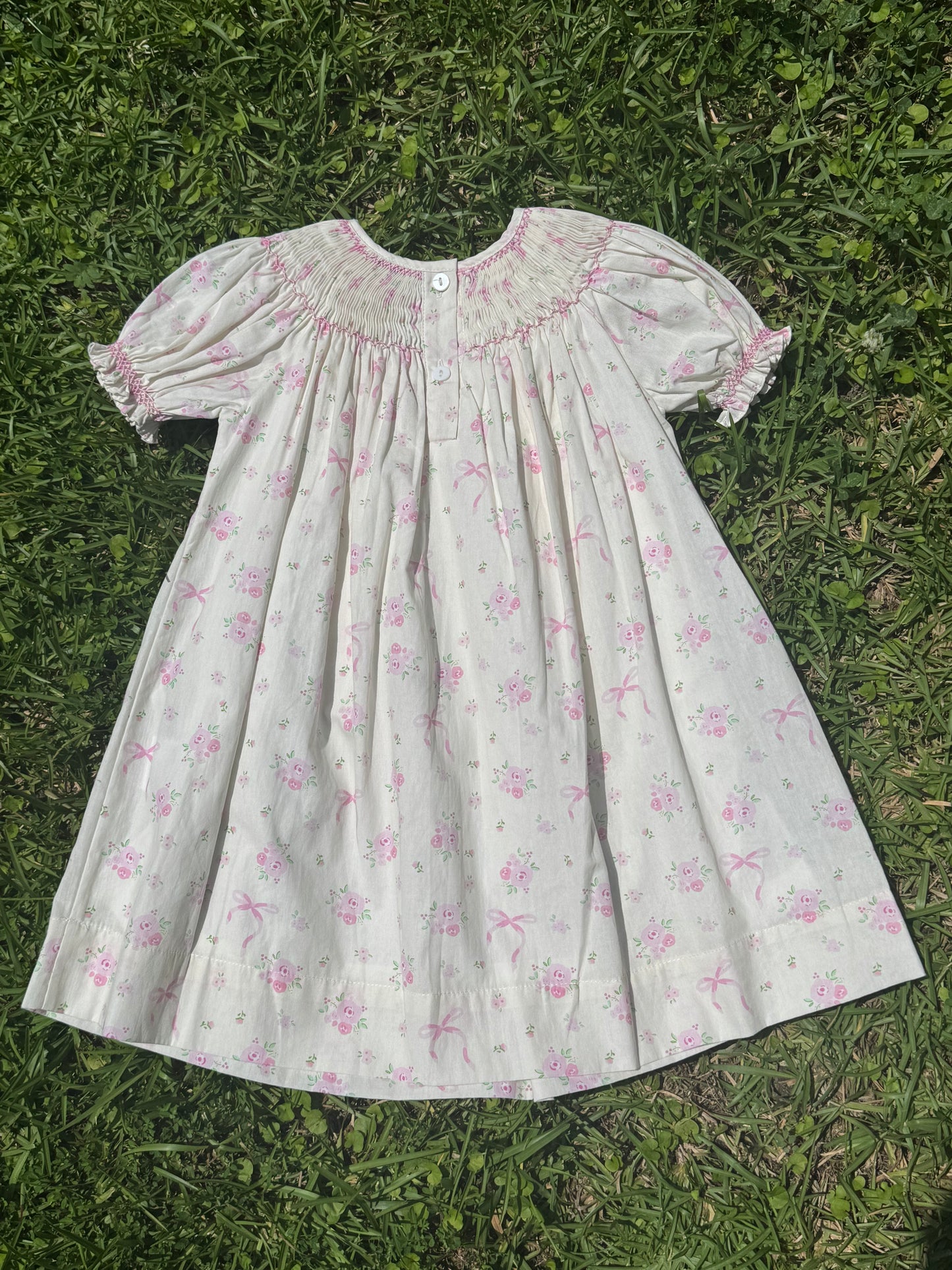 Pink Bow Hand-Smocked Dress