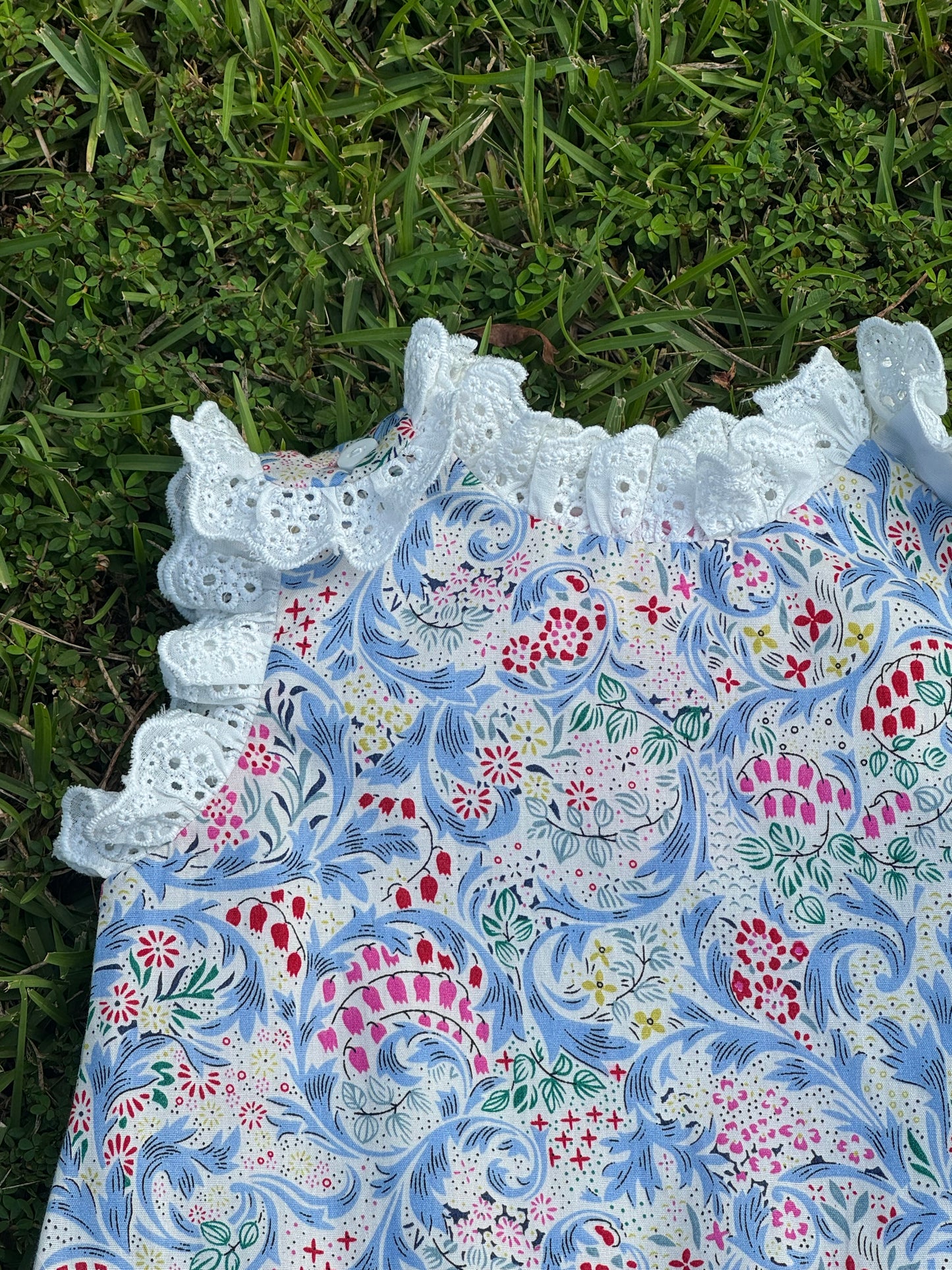 Blue Garden Laced Diaper Set