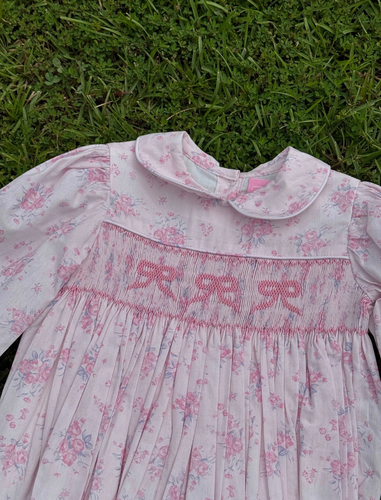 Pink Bow Hand-Smocked Dress