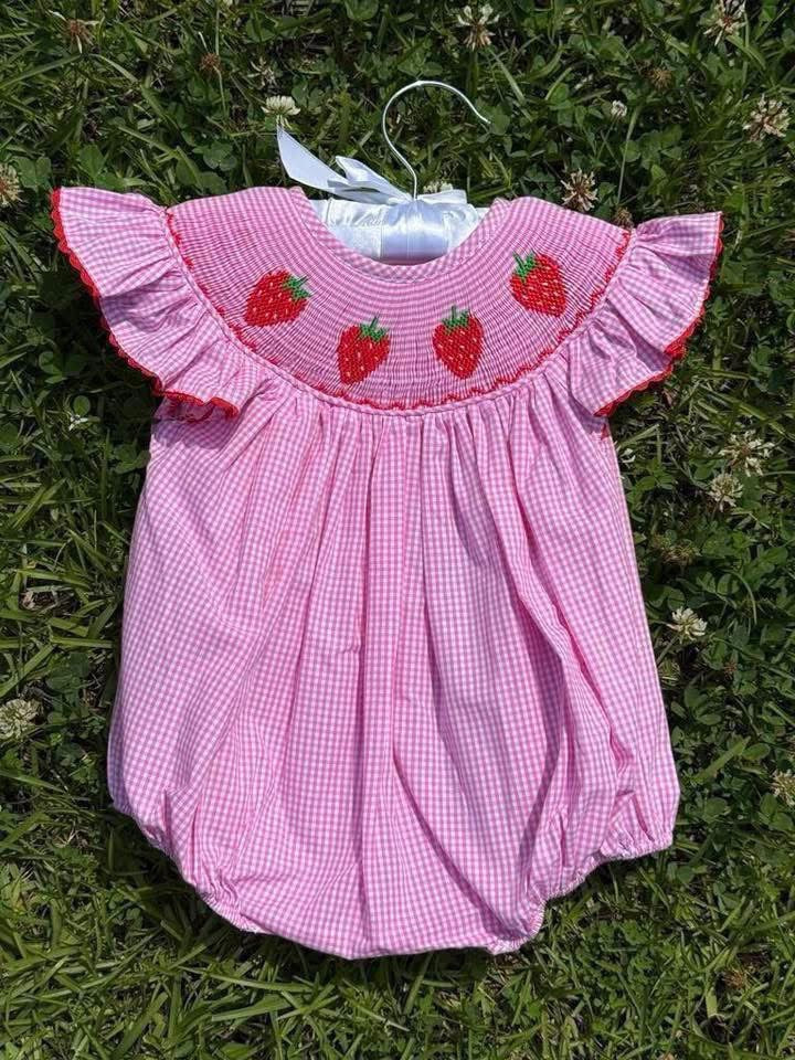Strawberry Smocked Bubble