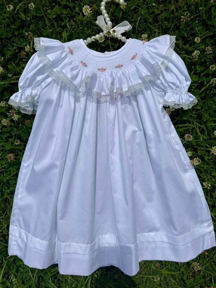White Hand Smocked Dress