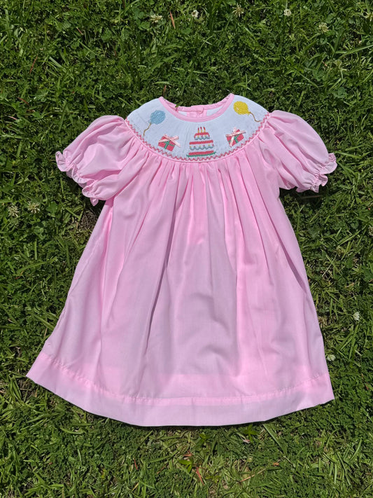 Pink Hand-Smocked Birthday Dress