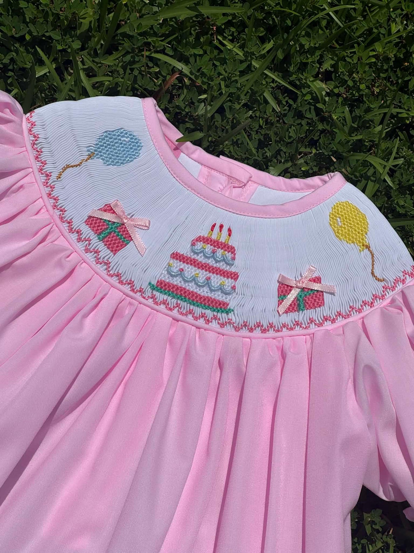 Pink Hand-Smocked Birthday Dress