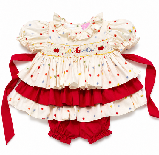 ABC Hand Smocked Bloomer Set