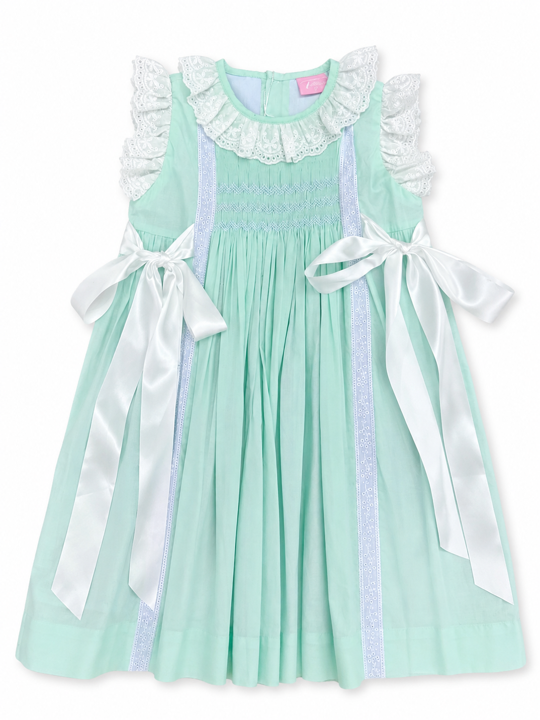 Green Lace Hand Smocked Dress