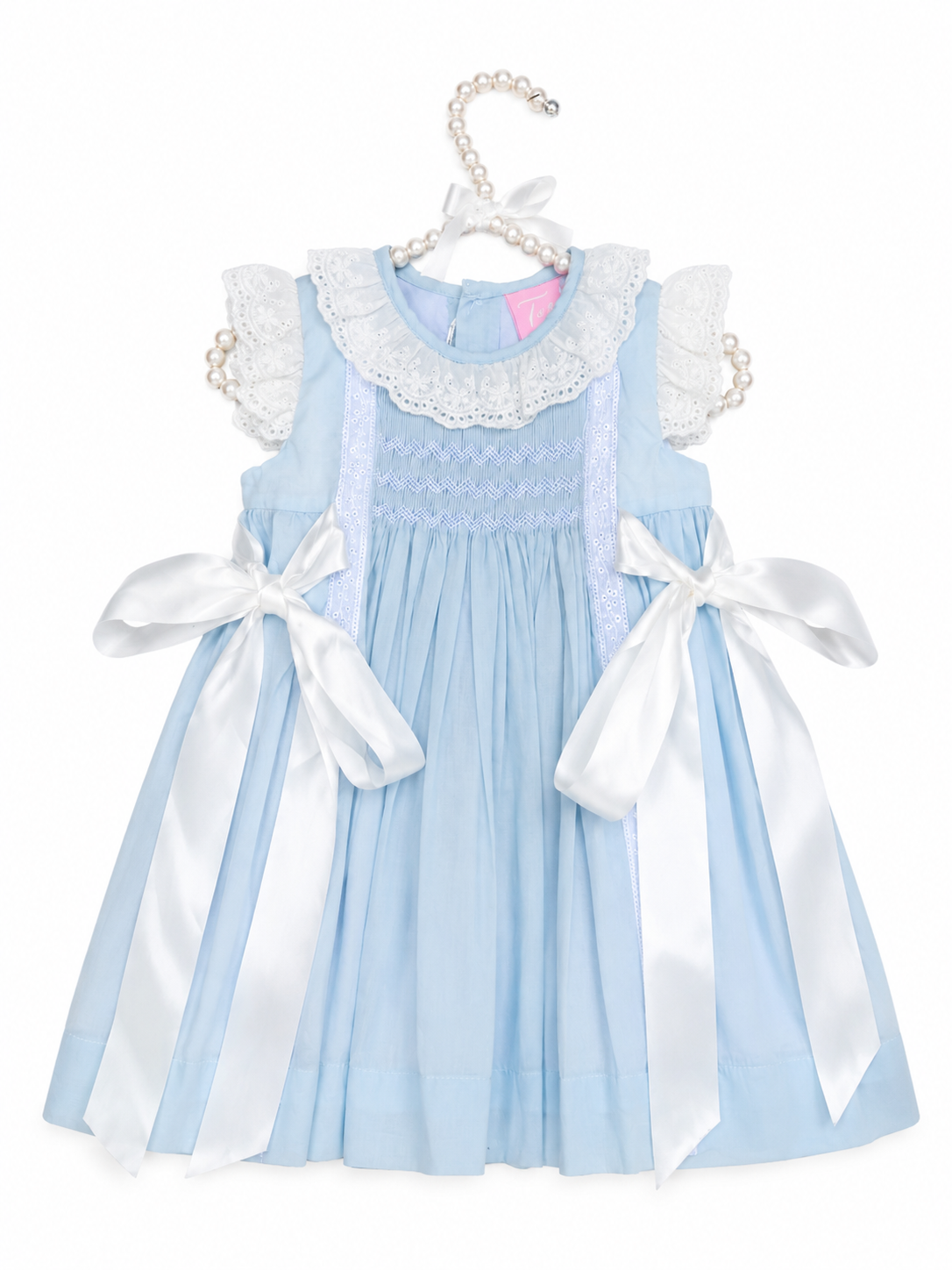 Blue Lace Hand Smocked Dress